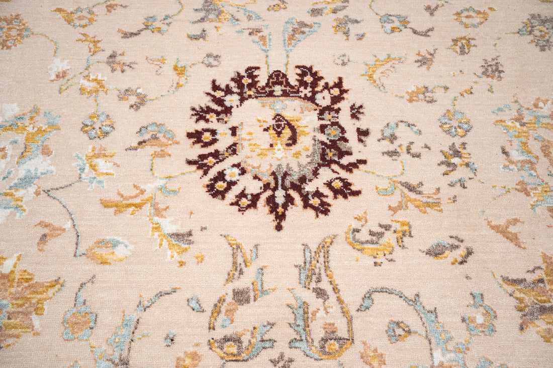 Handknotted Carpet DIA- 729 JK-A, Bone, Brown Coffee & Yellow