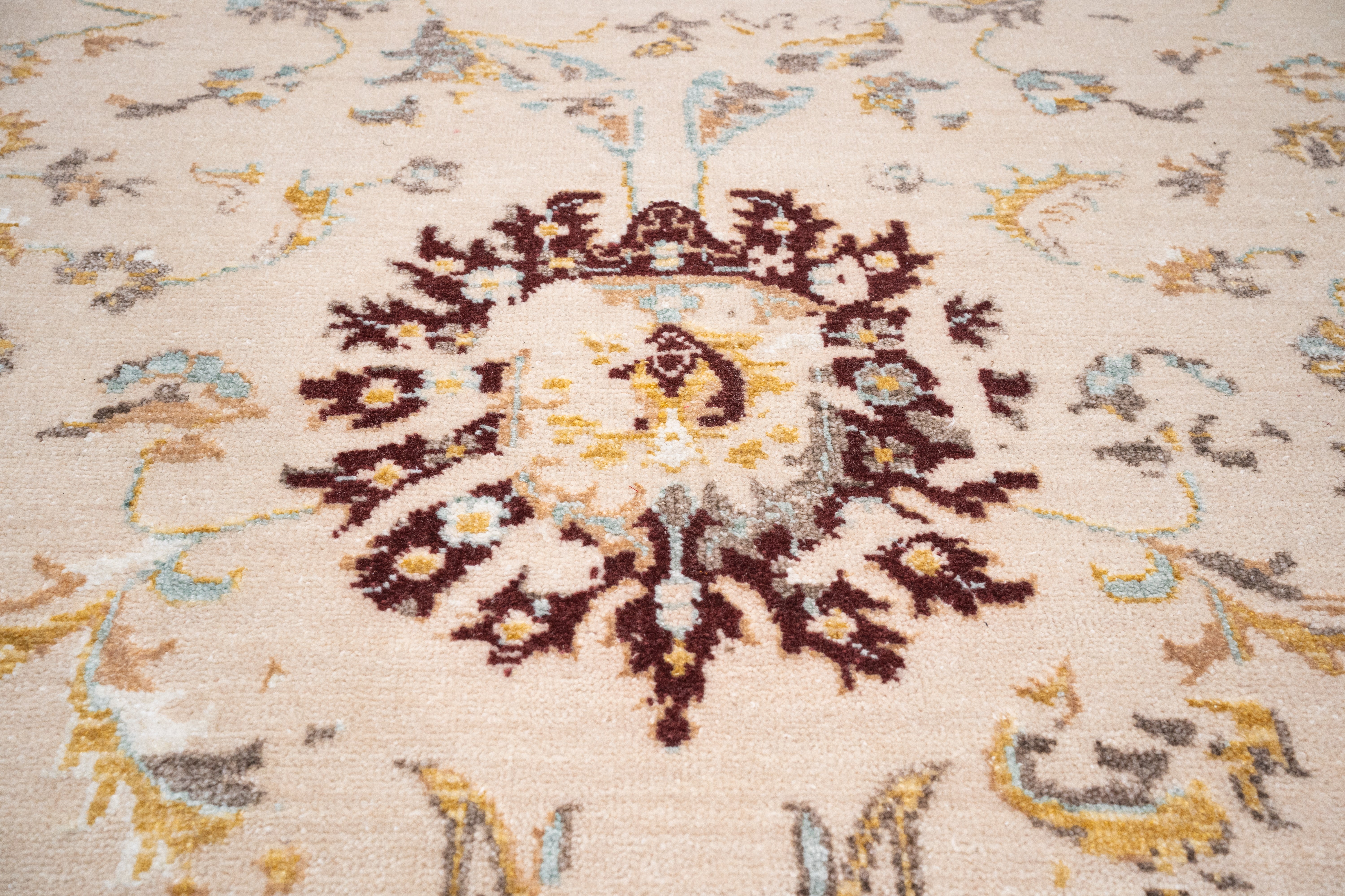 Handknotted Carpet DIA- 729 JK-A, Bone, Brown Coffee & Yellow