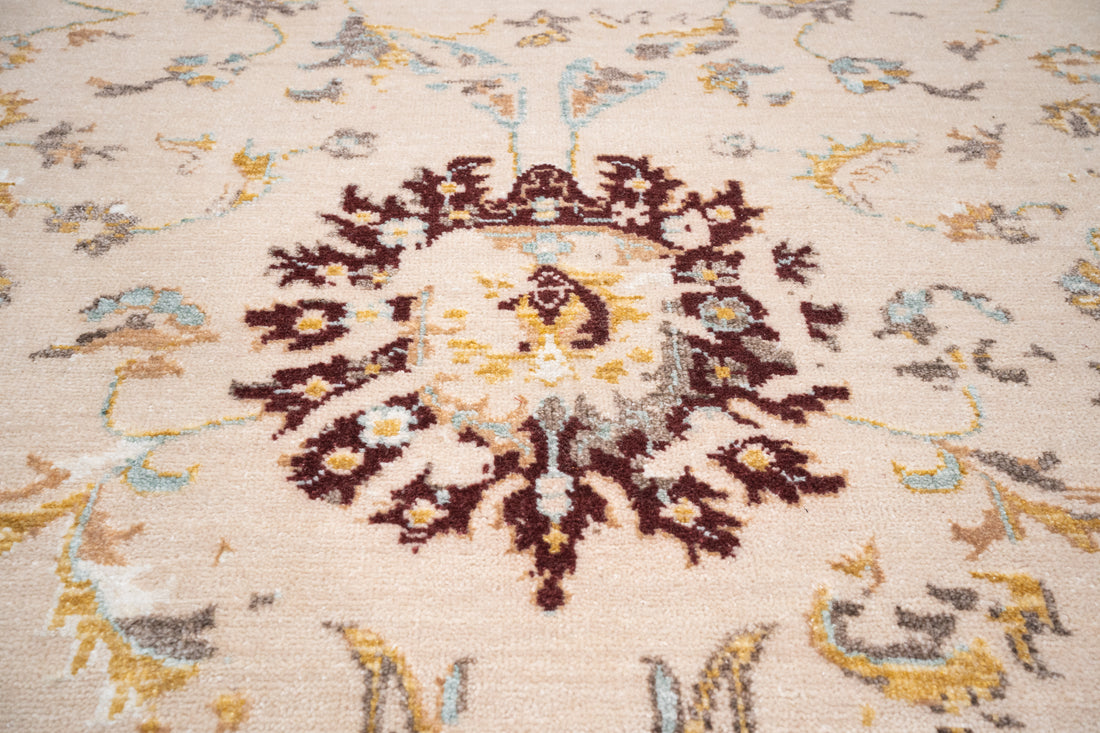 Handknotted Carpet DIA- 729 JK-A, Bone, Brown Coffee & Yellow