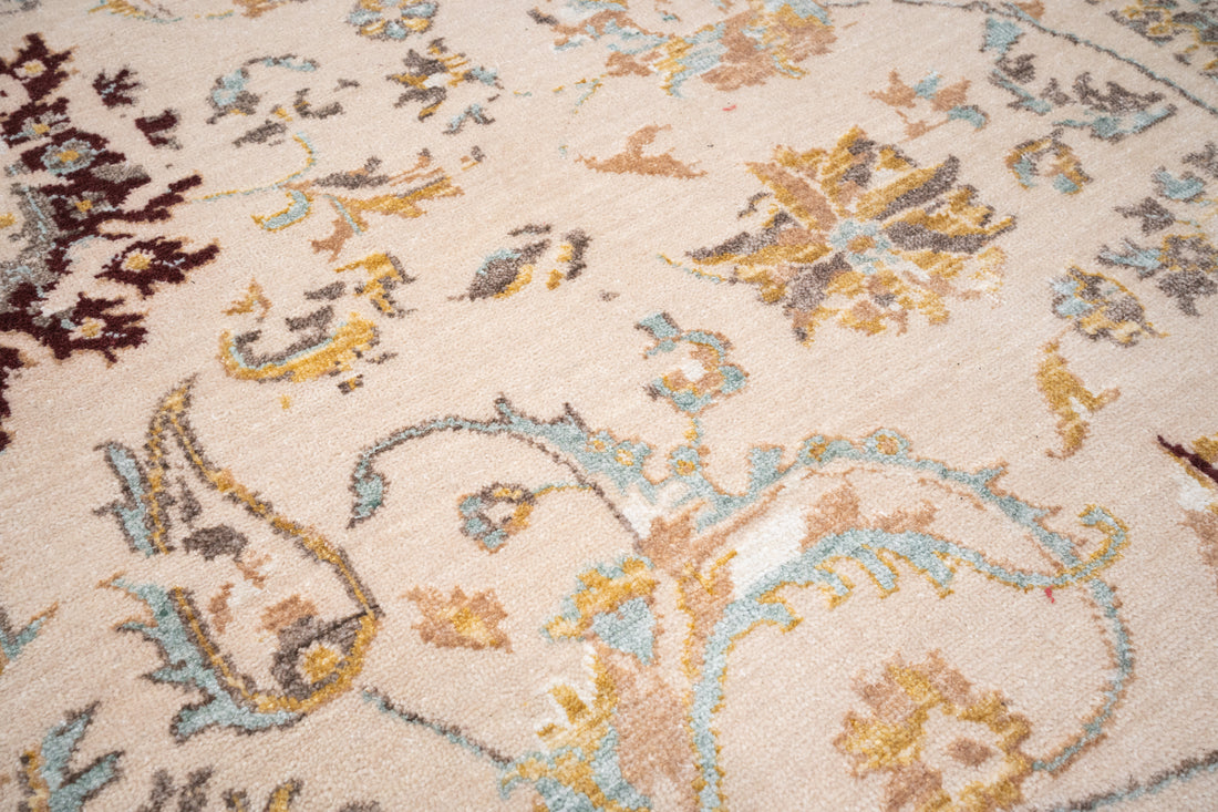 Handknotted Carpet DIA- 729 JK-A, Bone, Brown Coffee & Yellow