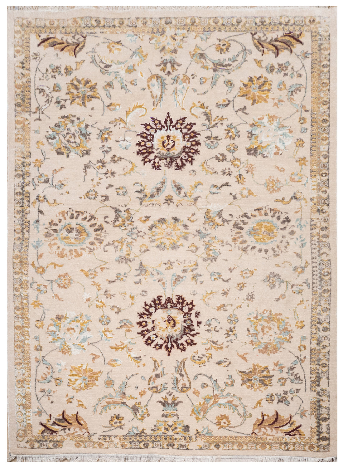 Handknotted Carpet DIA- 729 JK-A, Bone, Brown Coffee & Yellow