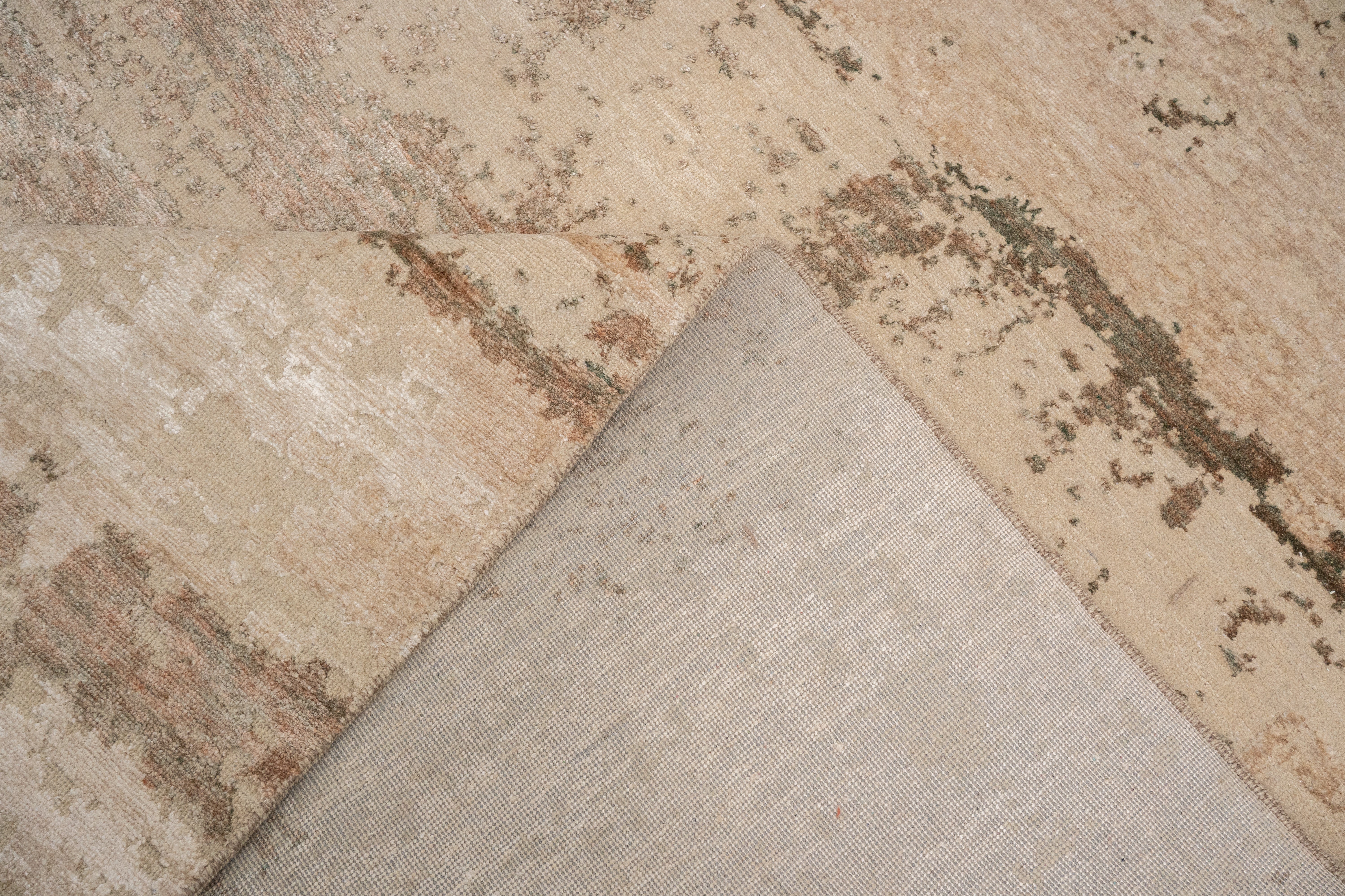 Abstract Design  Handknotted Carpet DIA: 733 GALAXY 23, Desert Sand, Dark Vanilla, Spicy Mix & Camouflage Green