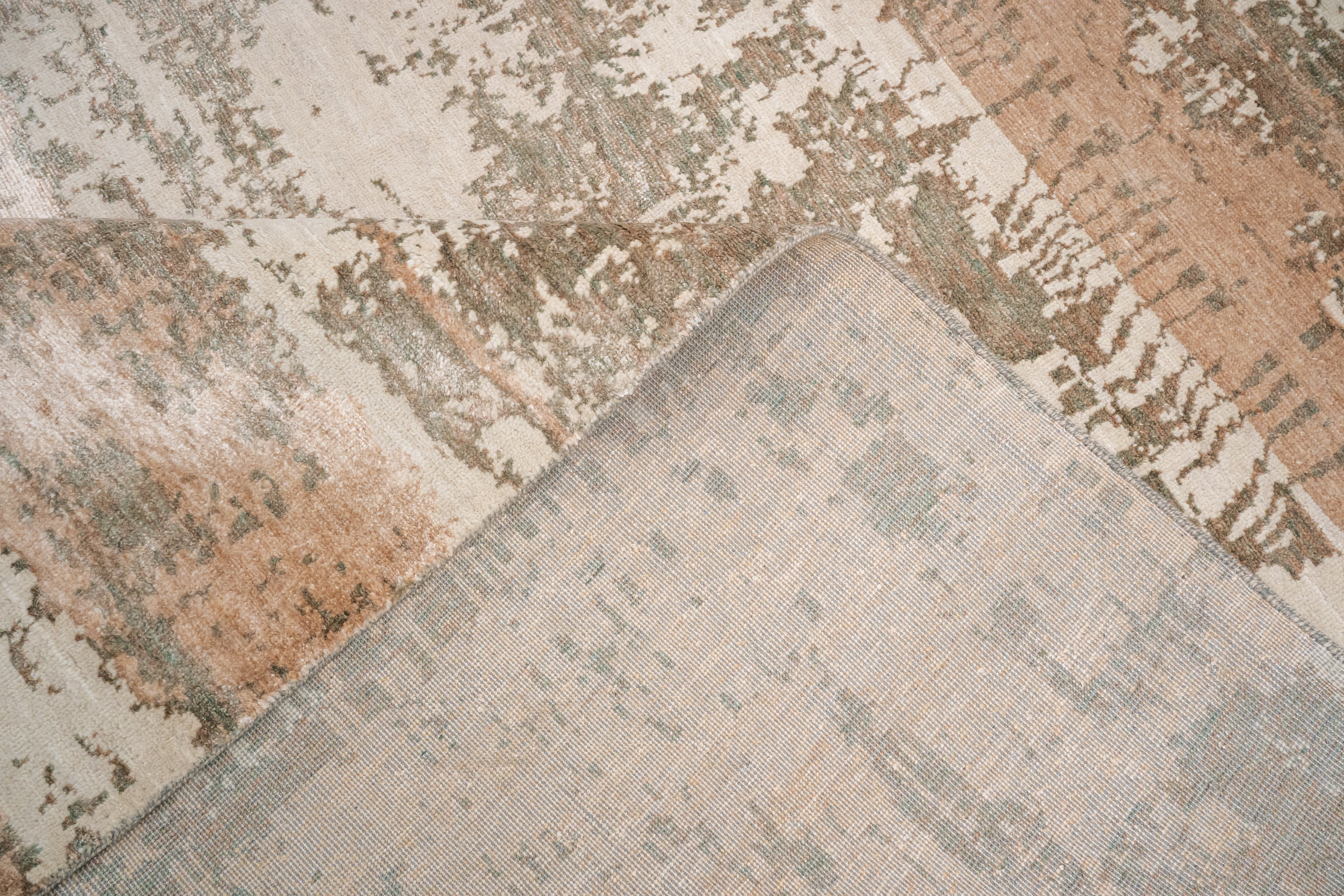 HandKnotted Abstract Carpet DIA- 738 GALAXY 23 Dust Storm, Light Taupe & Umber