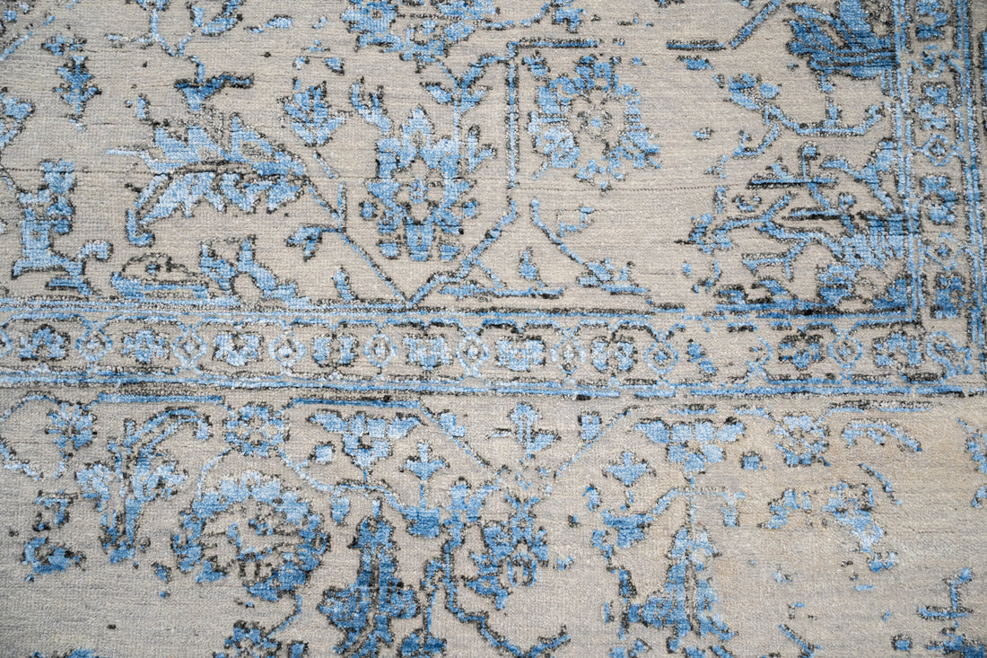 Handknotted Rug  DIA- 77 SERAPI, Silver & Aqua