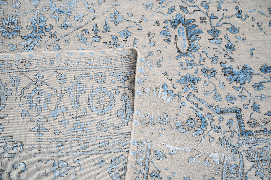 Handknotted Rug  DIA- 77 SERAPI, Silver & Aqua