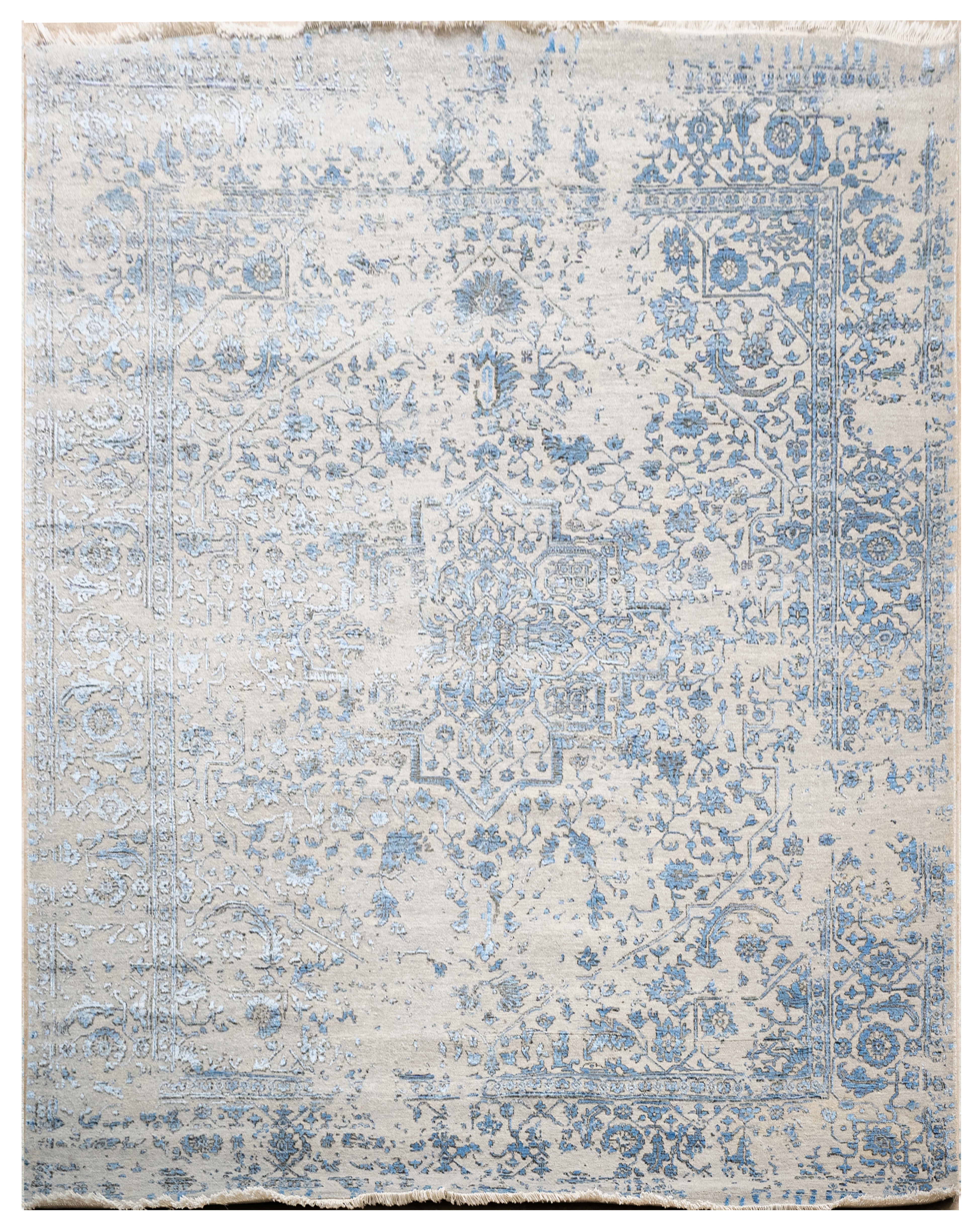 Handknotted Rug  DIA- 77 SERAPI, Silver & Aqua