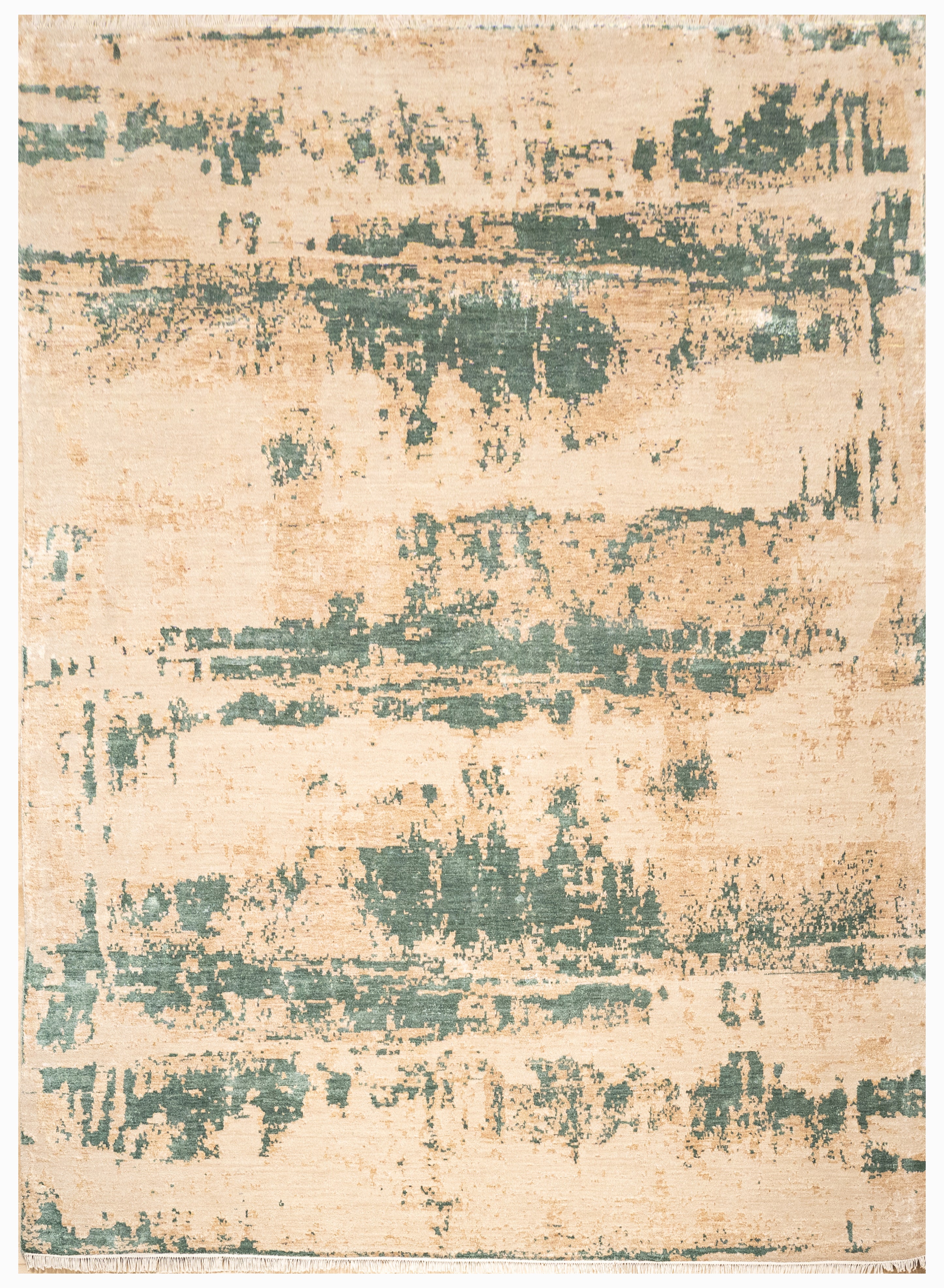 Abstract Design  Handknotted Carpet DIA: 772 GALAXY-23,  Desert Sand, Antique Brass & Axolotl