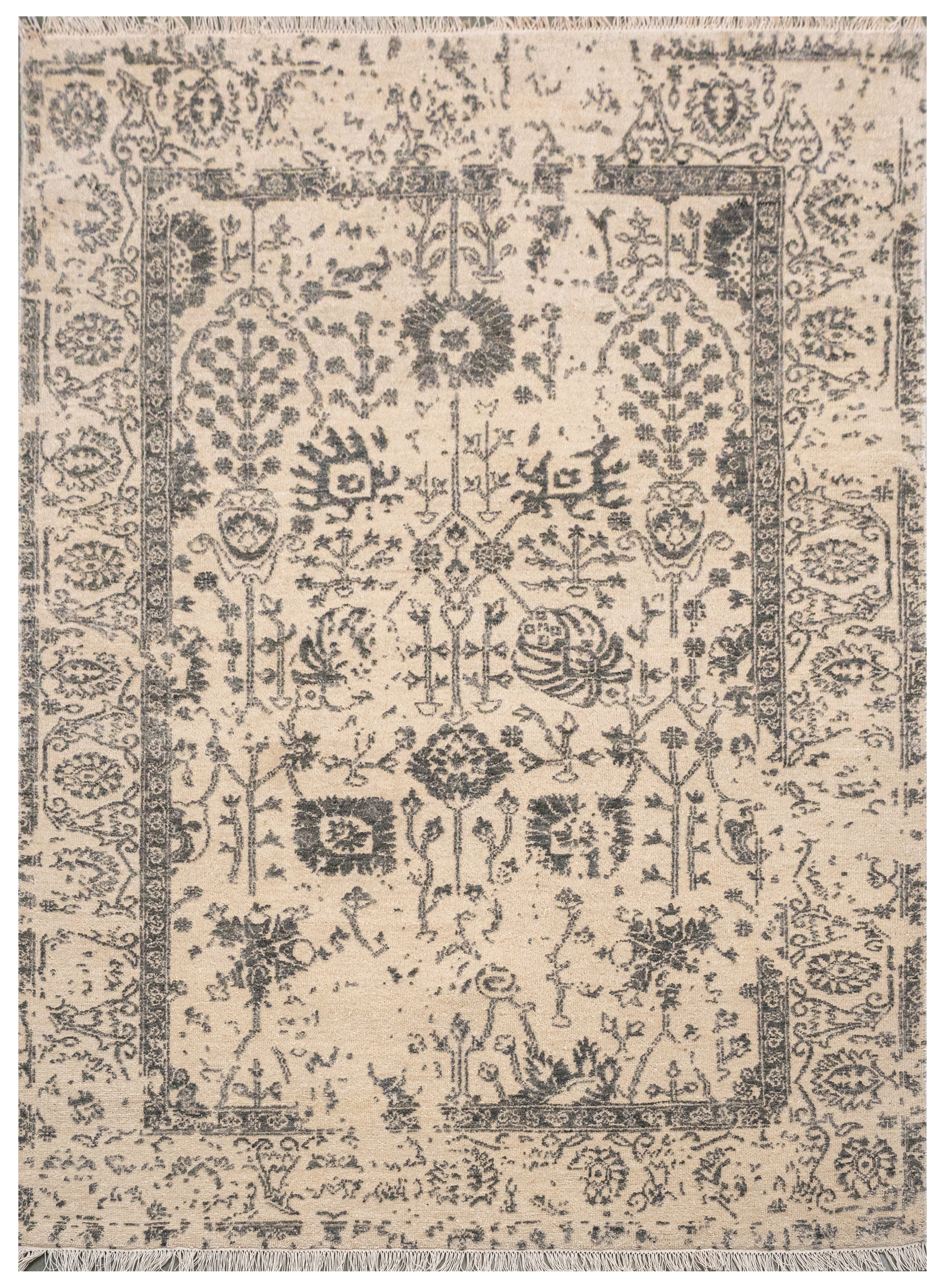 Handknotted Carpet, DIA: 777 VASE 3, Desert Sand & Rifle Green