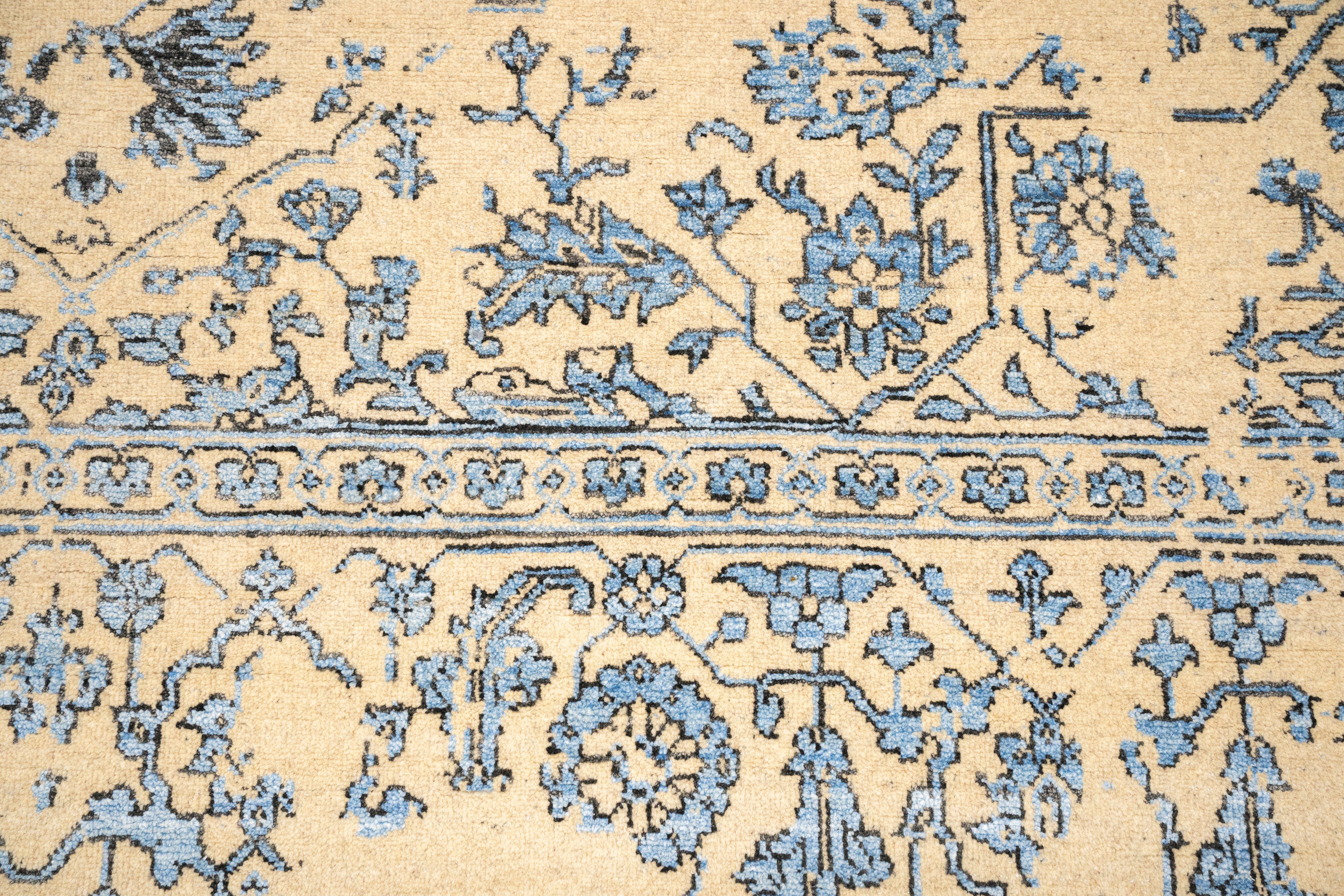 Handknotted Carpet, DIA: 818 SERAPI, Wheat & Blue Yonder