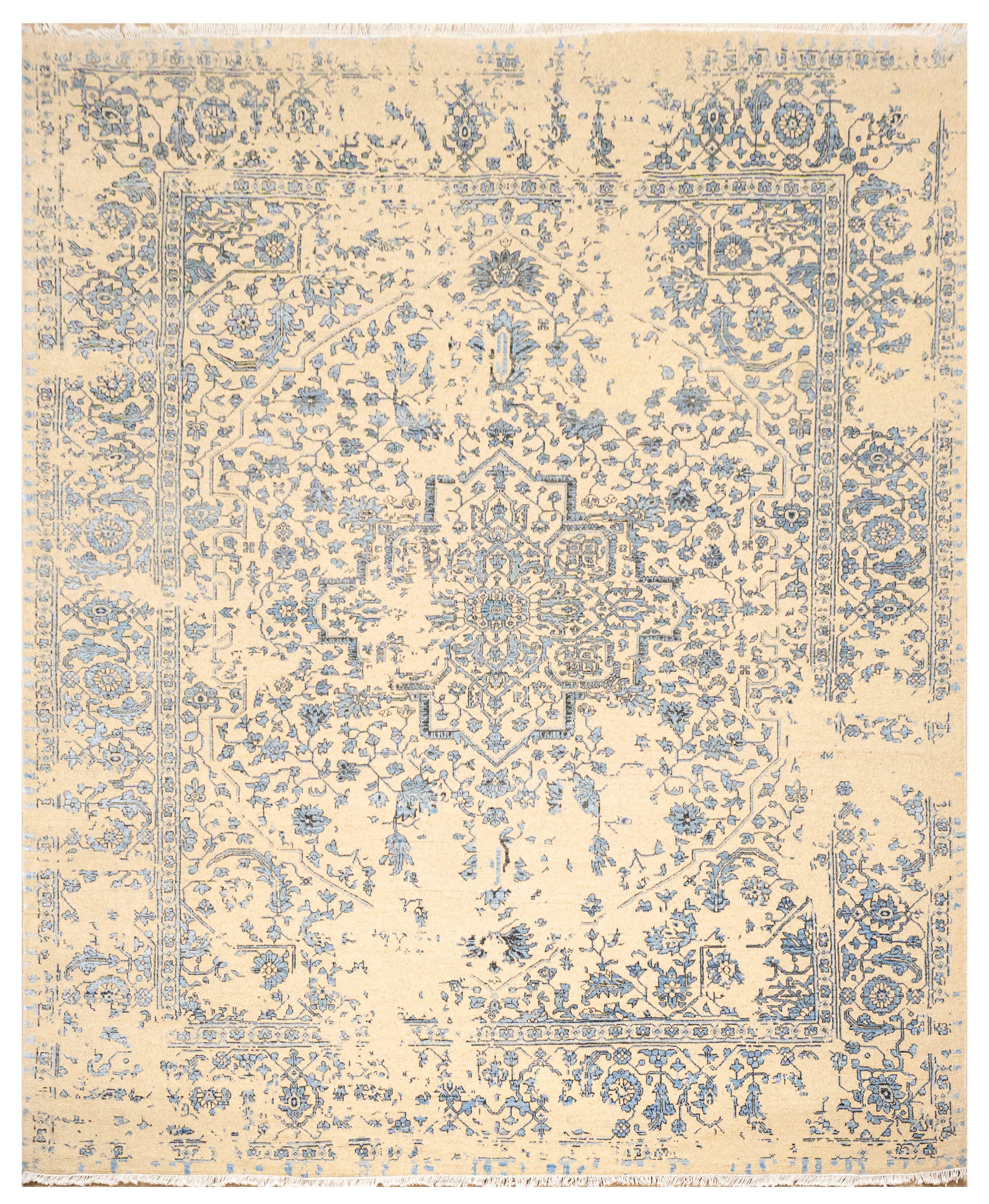 Handknotted Carpet, DIA: 818 SERAPI, Wheat & Blue Yonder