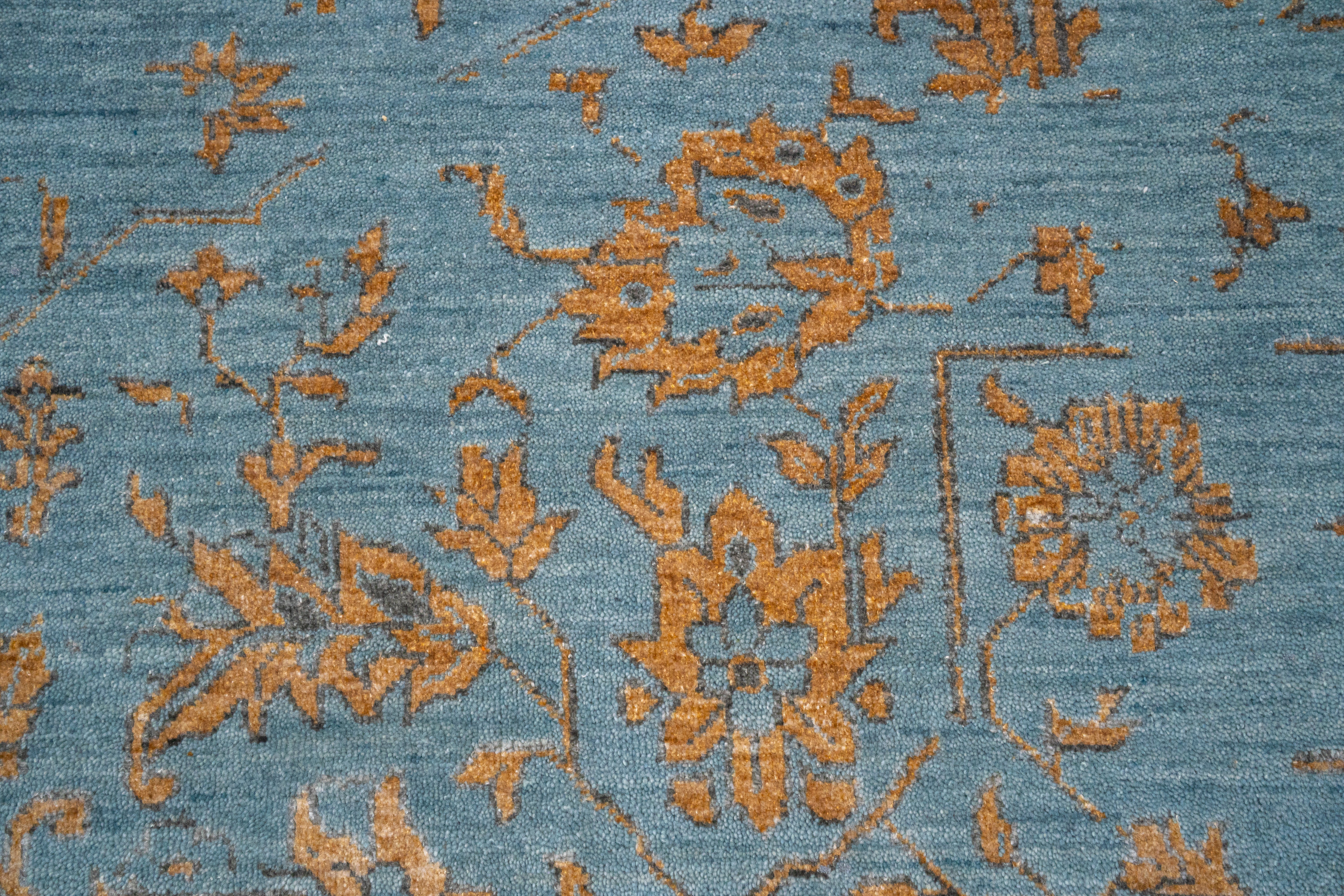 Handknotted Rug  DIA- 846 SERAPI, Denim Blue & Gold