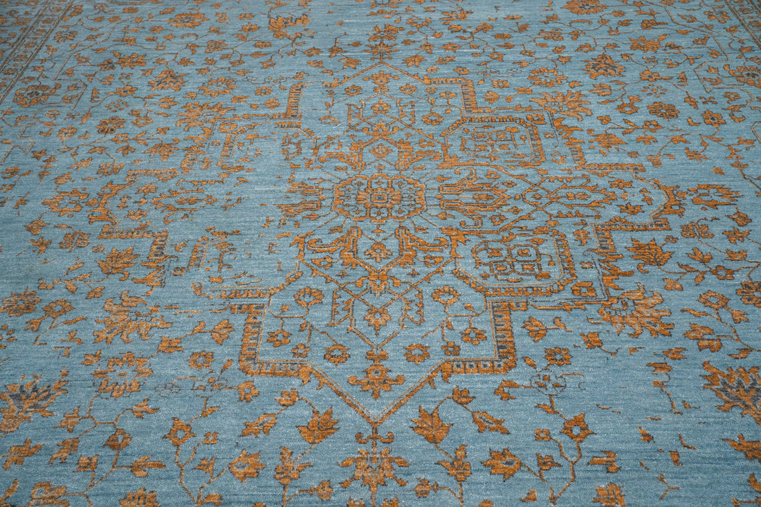 Handknotted Rug  DIA- 846 SERAPI, Denim Blue & Gold