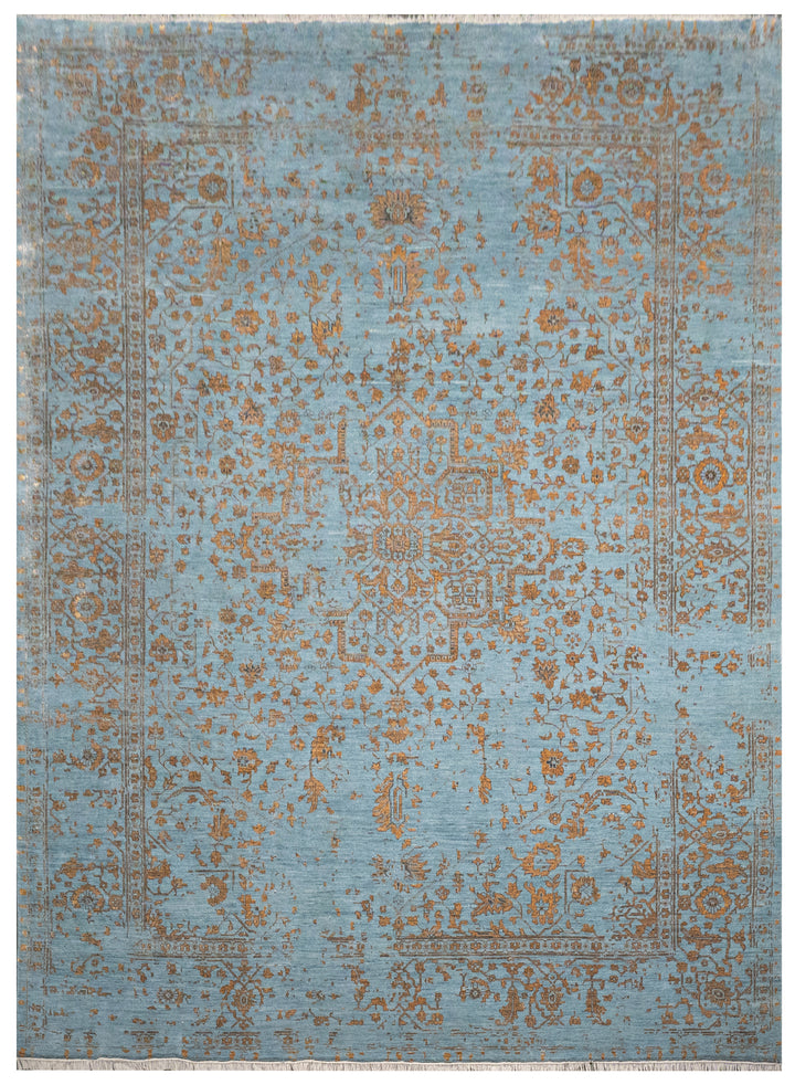 Handknotted Rug  DIA- 846 SERAPI, Denim Blue & Gold