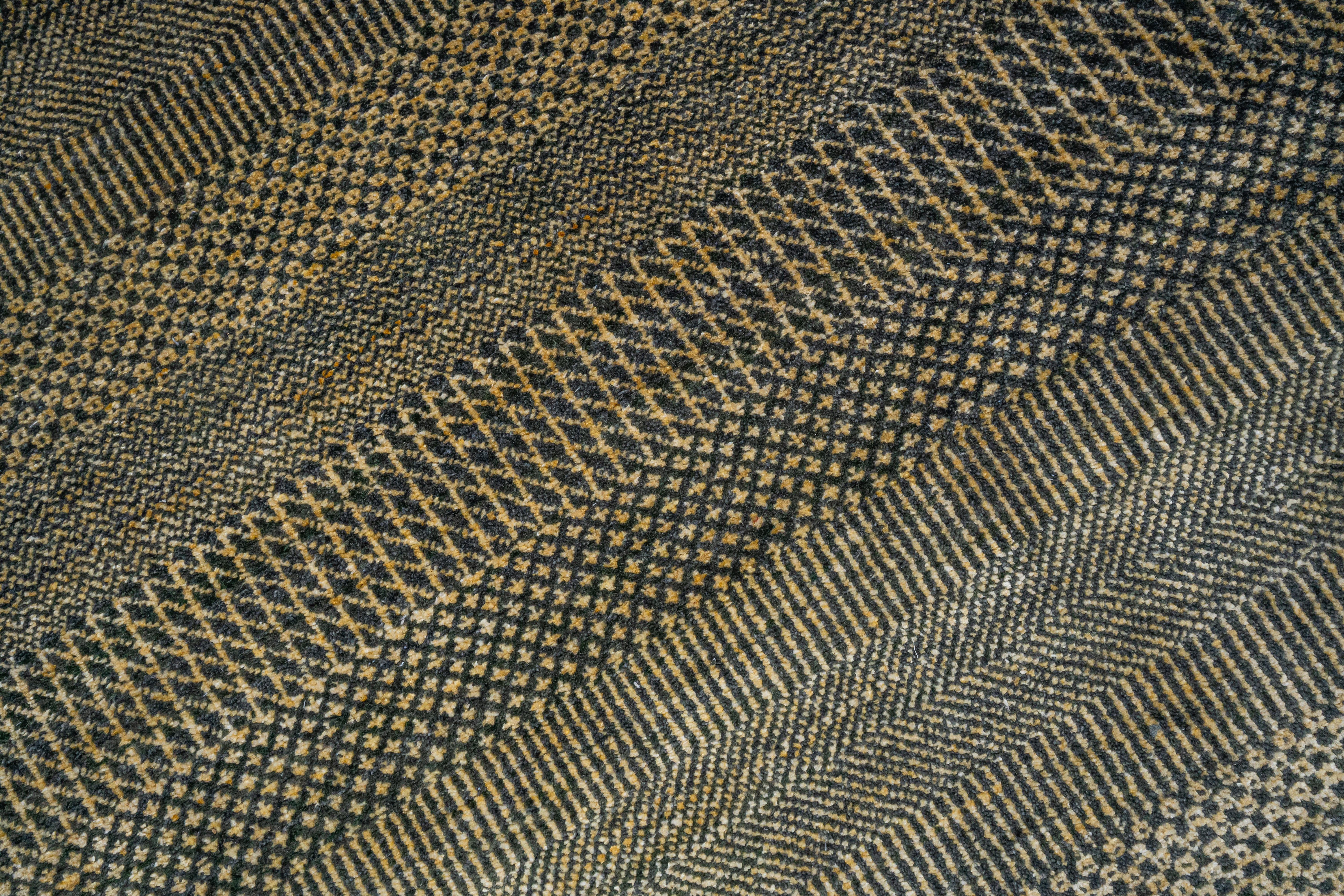 Handknotted Carpet DIA- 85 MCN,  Black Olive & Aztec Gold