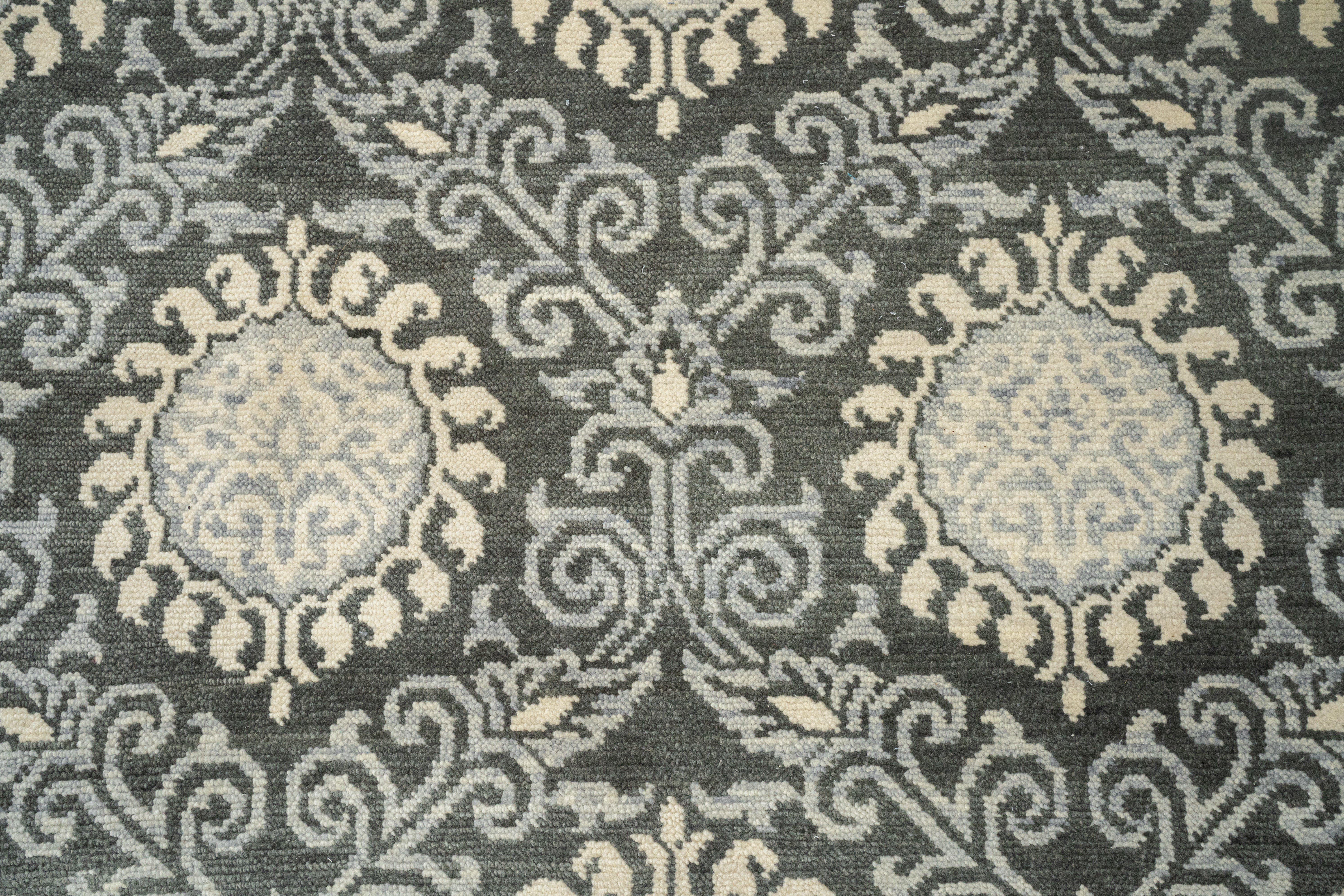 Handknotted Carpet, DIA- 901 EKT N, Grey & Ivory