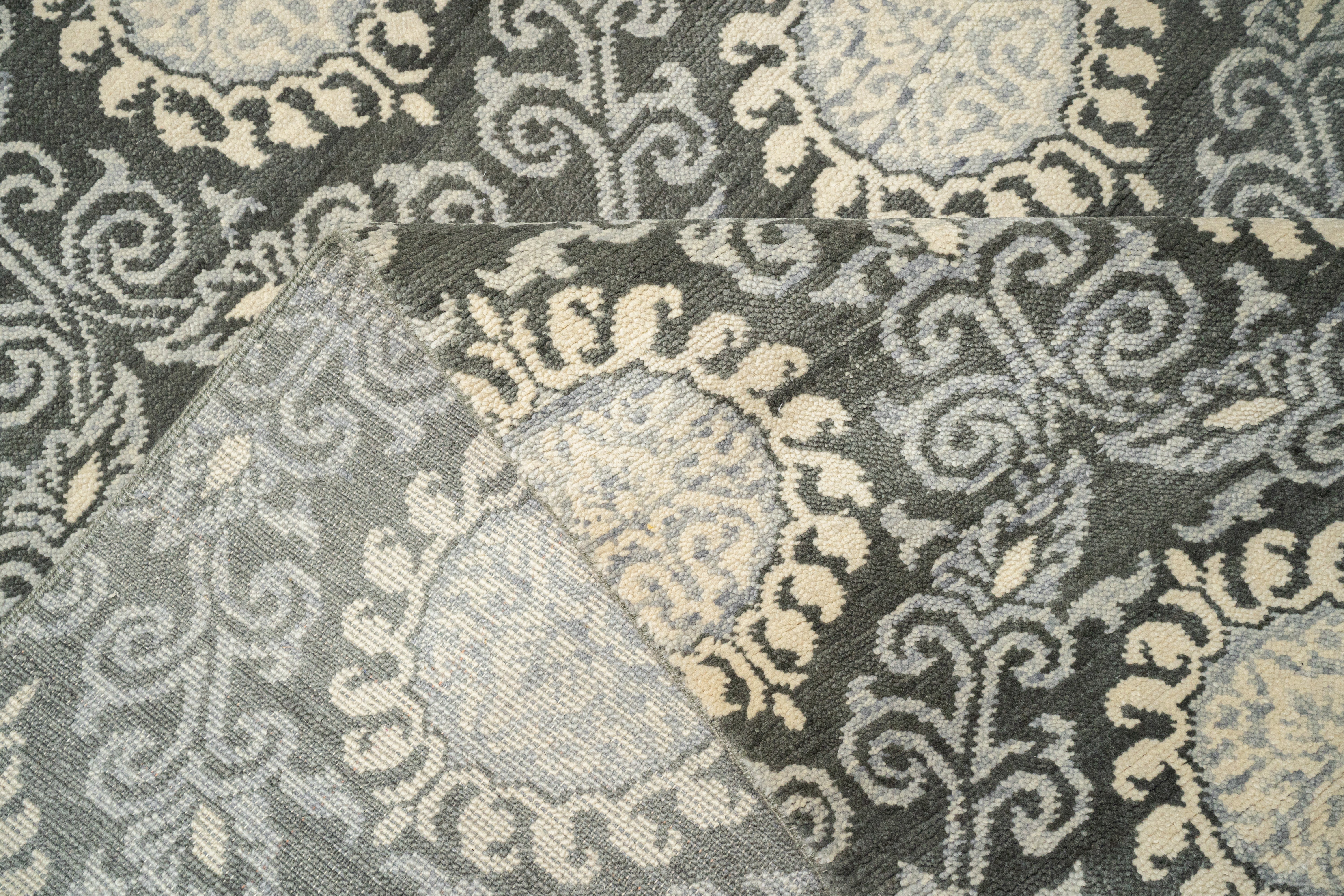 Handknotted Carpet, DIA- 901 EKT N, Grey & Ivory