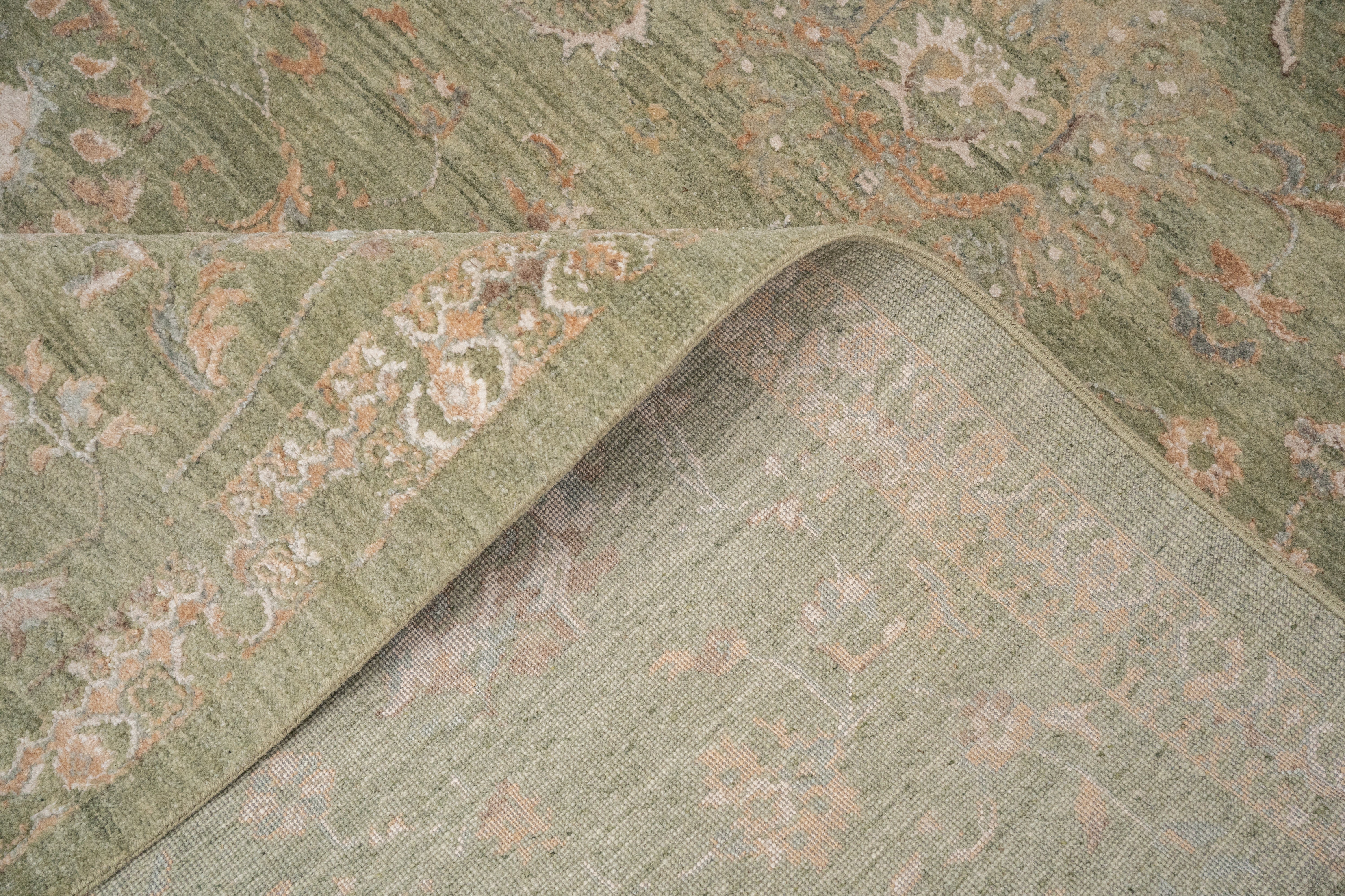 Handknotted Carpet, DIA-904 JK-A, Grullo, Camel & Pastel Gray
