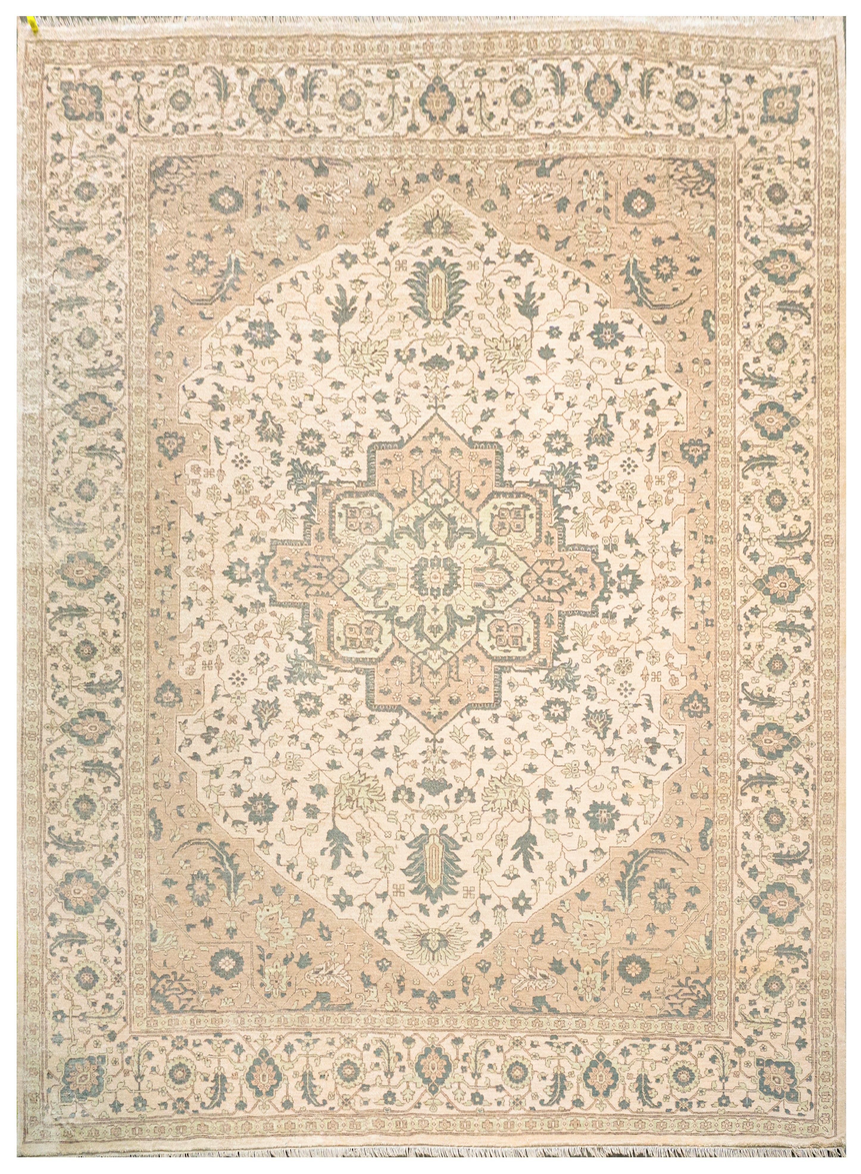Handknotted Modern Erased Carpet Serapi DIA- 911 Pearl, Dolphin Gray, Dark Vanilla & Smoke