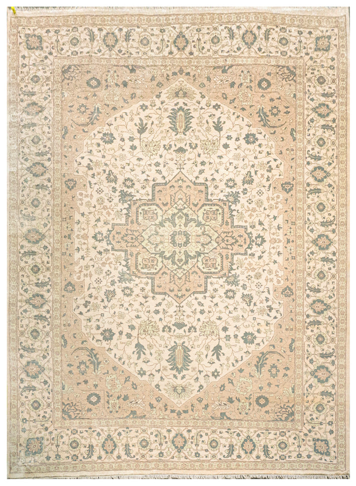 Handknotted Modern Erased Carpet Serapi DIA- 911 Pearl, Dolphin Gray, Dark Vanilla & Smoke