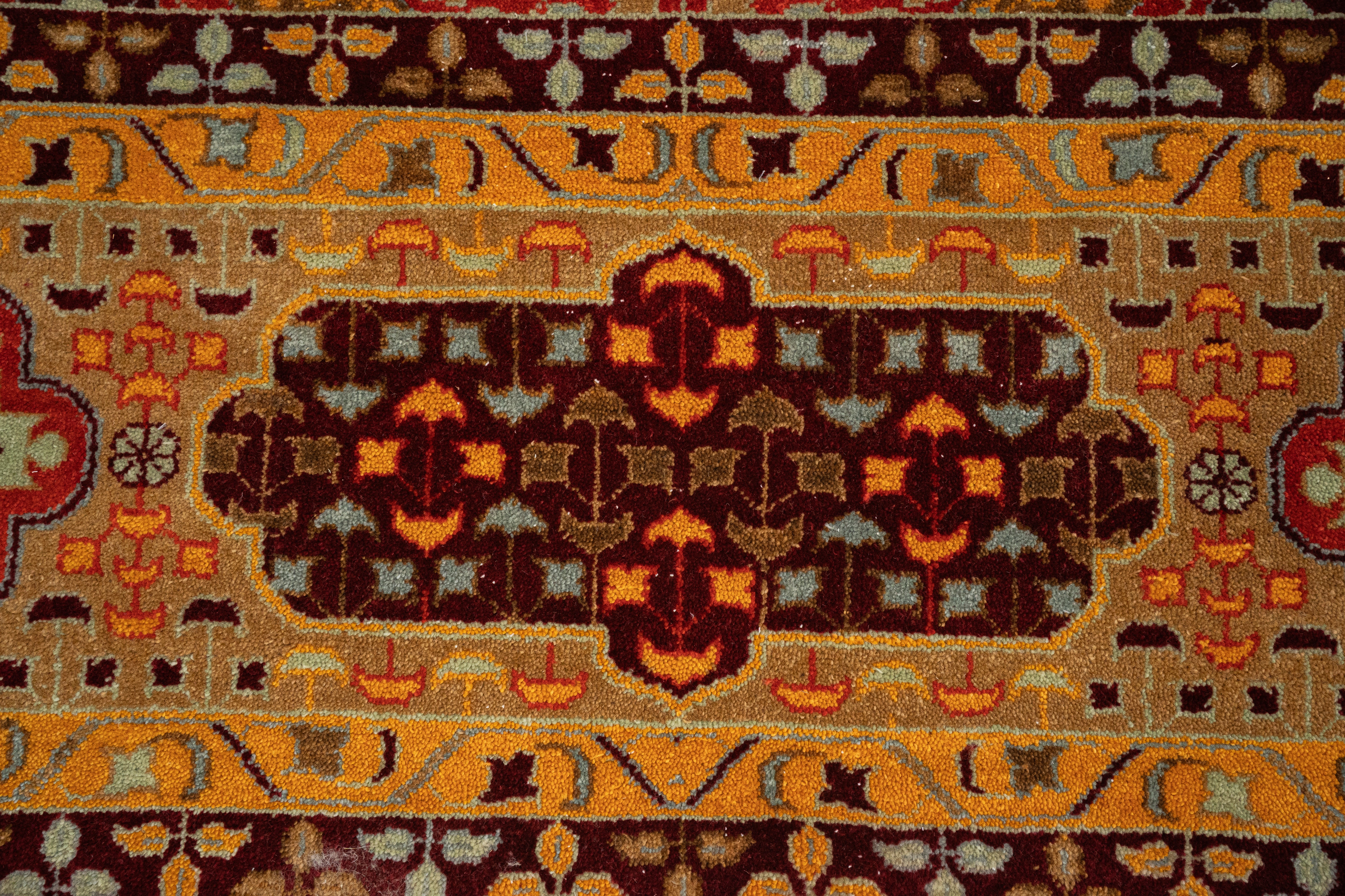 Handknotted Carpet DIA- 912 MAMLUK, Crimson, Dark Gold, Misty Moss & Bulgarian Rose