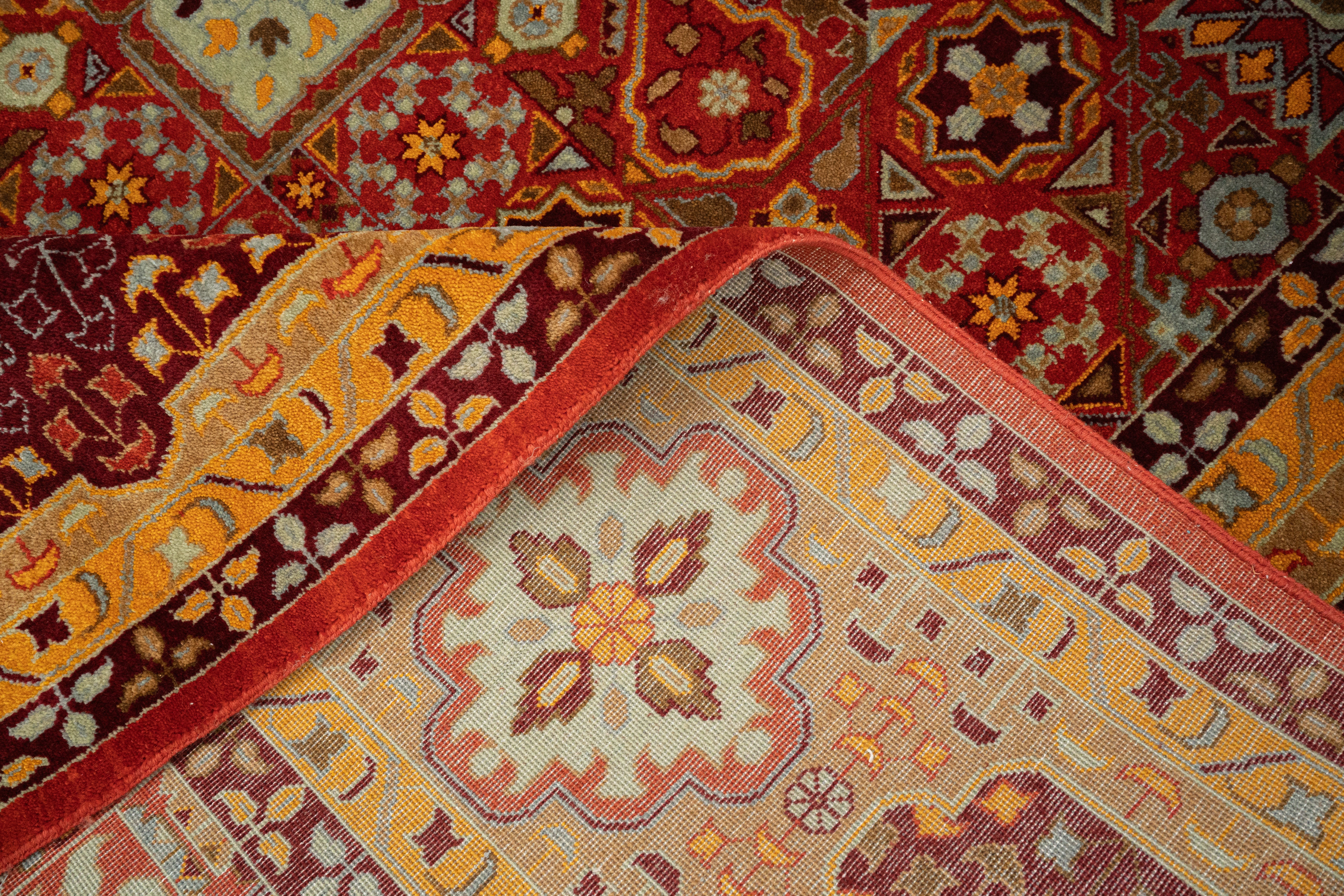 Handknotted Carpet DIA- 912 MAMLUK, Crimson, Dark Gold, Misty Moss & Bulgarian Rose