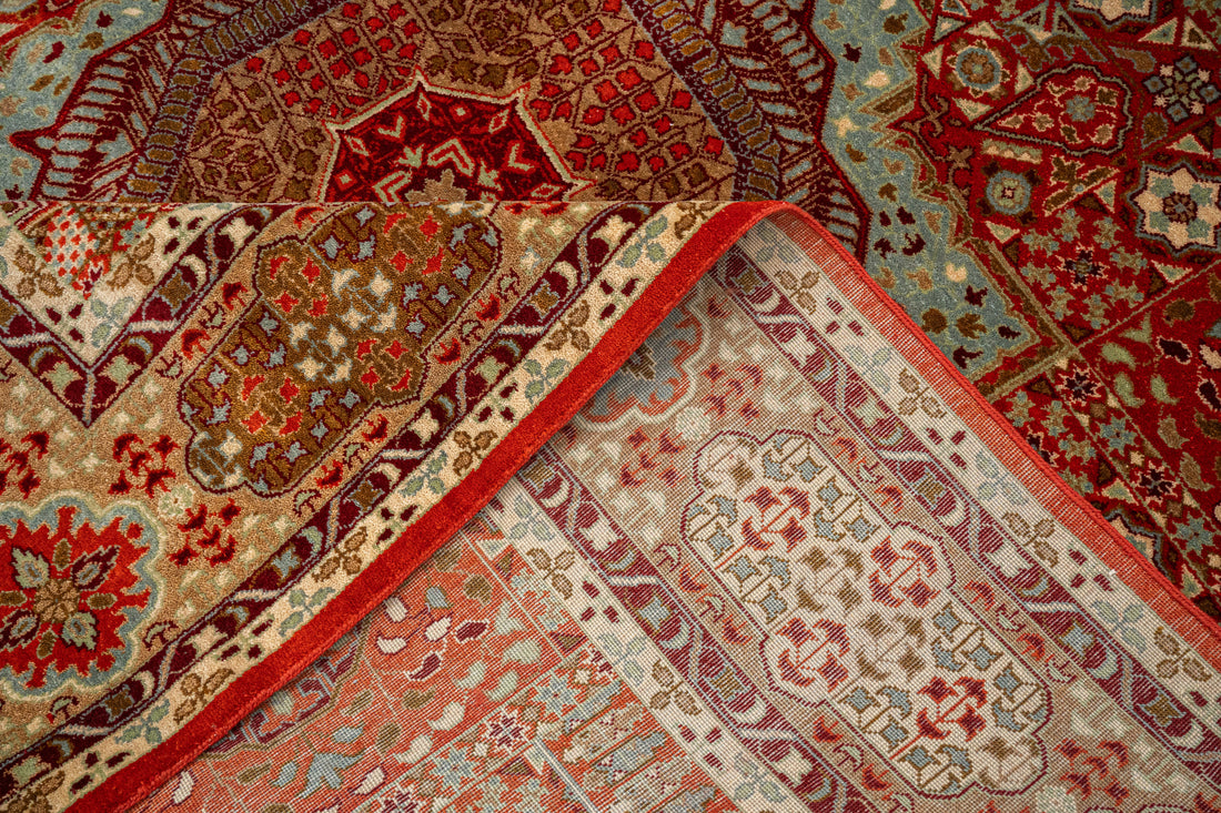 Handknotted Rug  DIA- 914 MAMLUK, Handknotted Carpet Mordant Red, Antique Brass, Seal Brown & Smoke