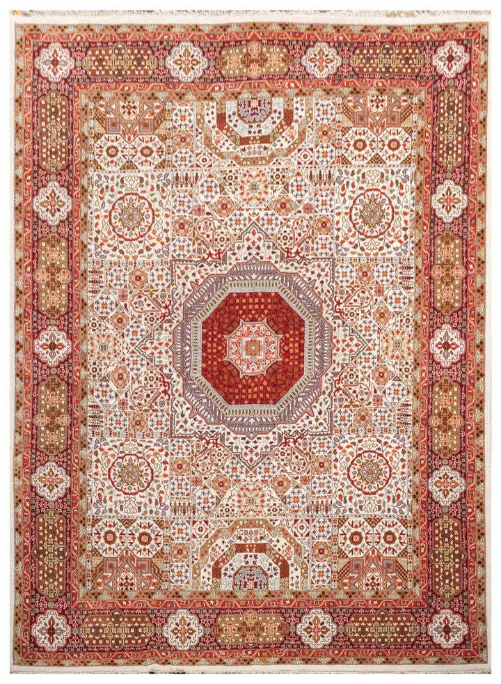 Handknotted Carpet DIA- 922 MAMLUK,  Ivory, Brown Multi