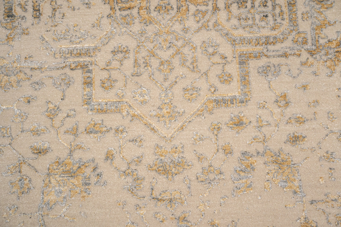 Handknotted Carpet DIA- 926 SERAPI, Dark Vanilla, Aztec Gold & Granite Gray
