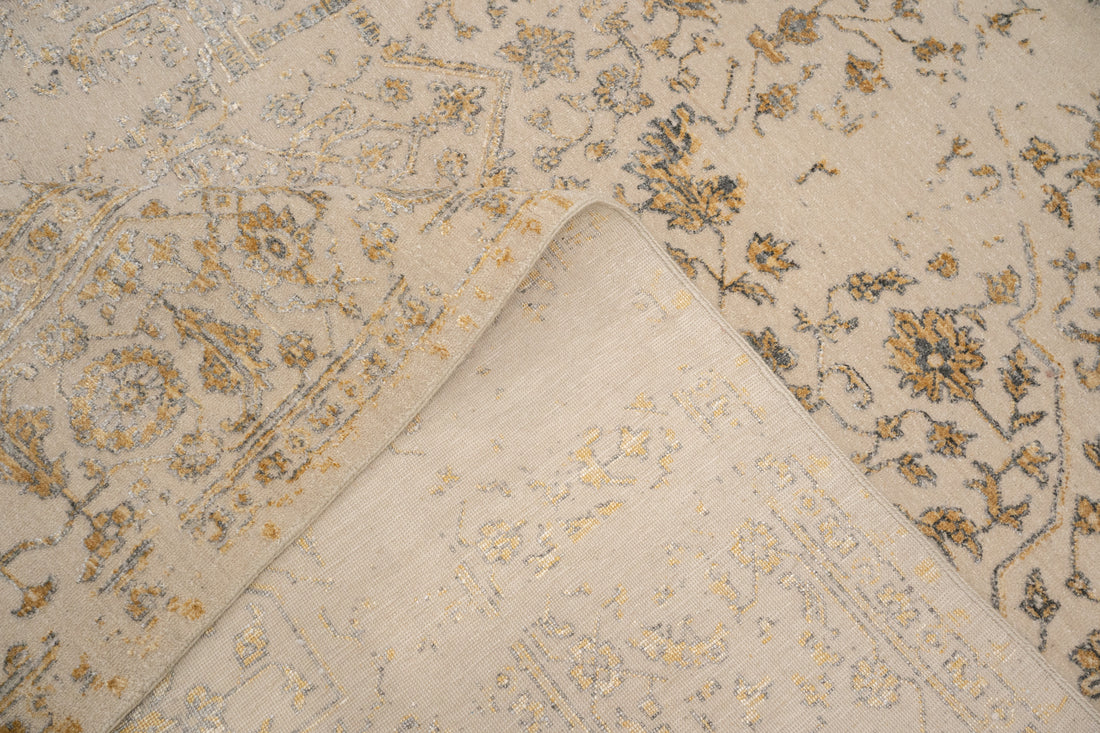 Handknotted Carpet DIA- 926 SERAPI, Dark Vanilla, Aztec Gold & Granite Gray