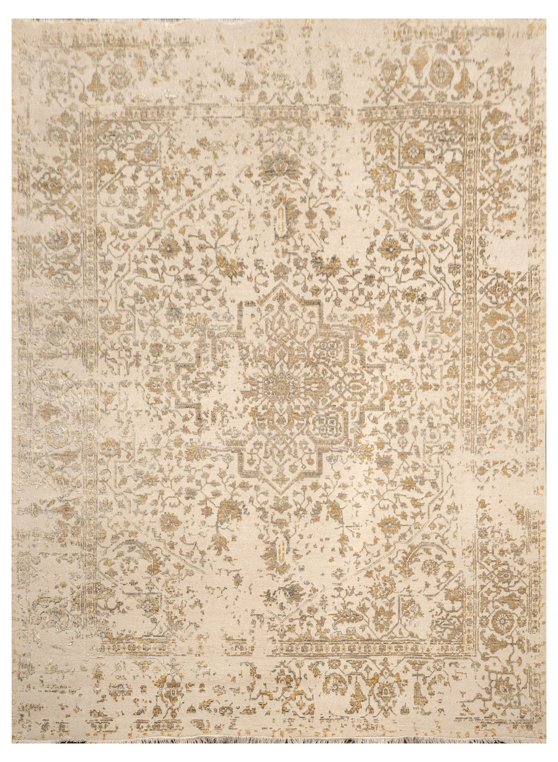 Handknotted Carpet DIA- 926 SERAPI, Dark Vanilla, Aztec Gold & Granite Gray