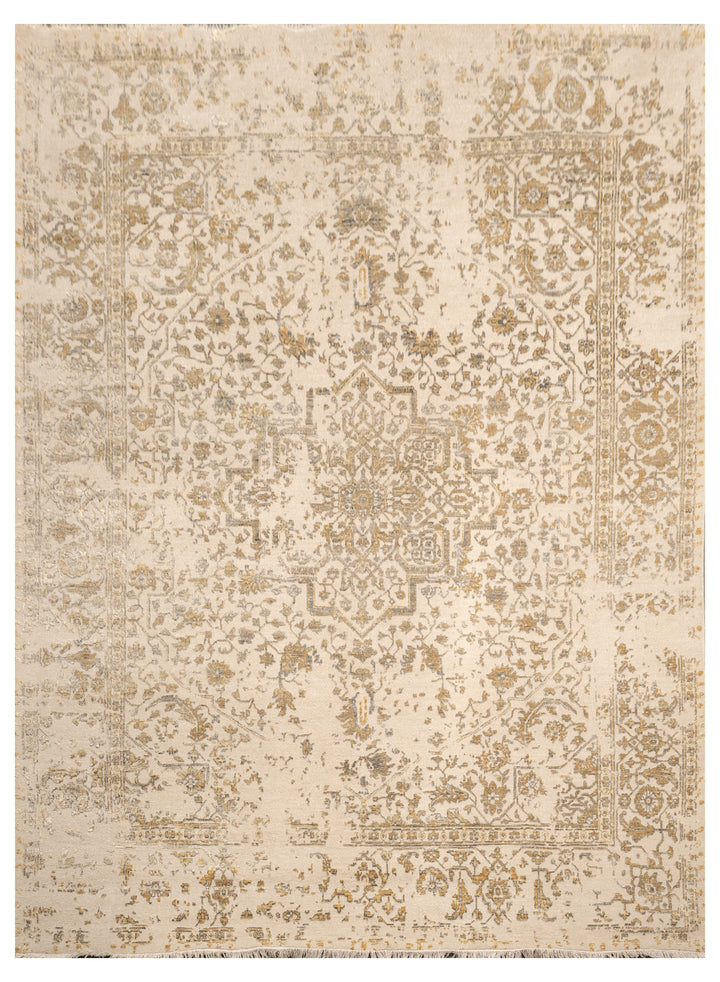 Handknotted Carpet DIA- 926 SERAPI, Dark Vanilla, Aztec Gold & Granite Gray