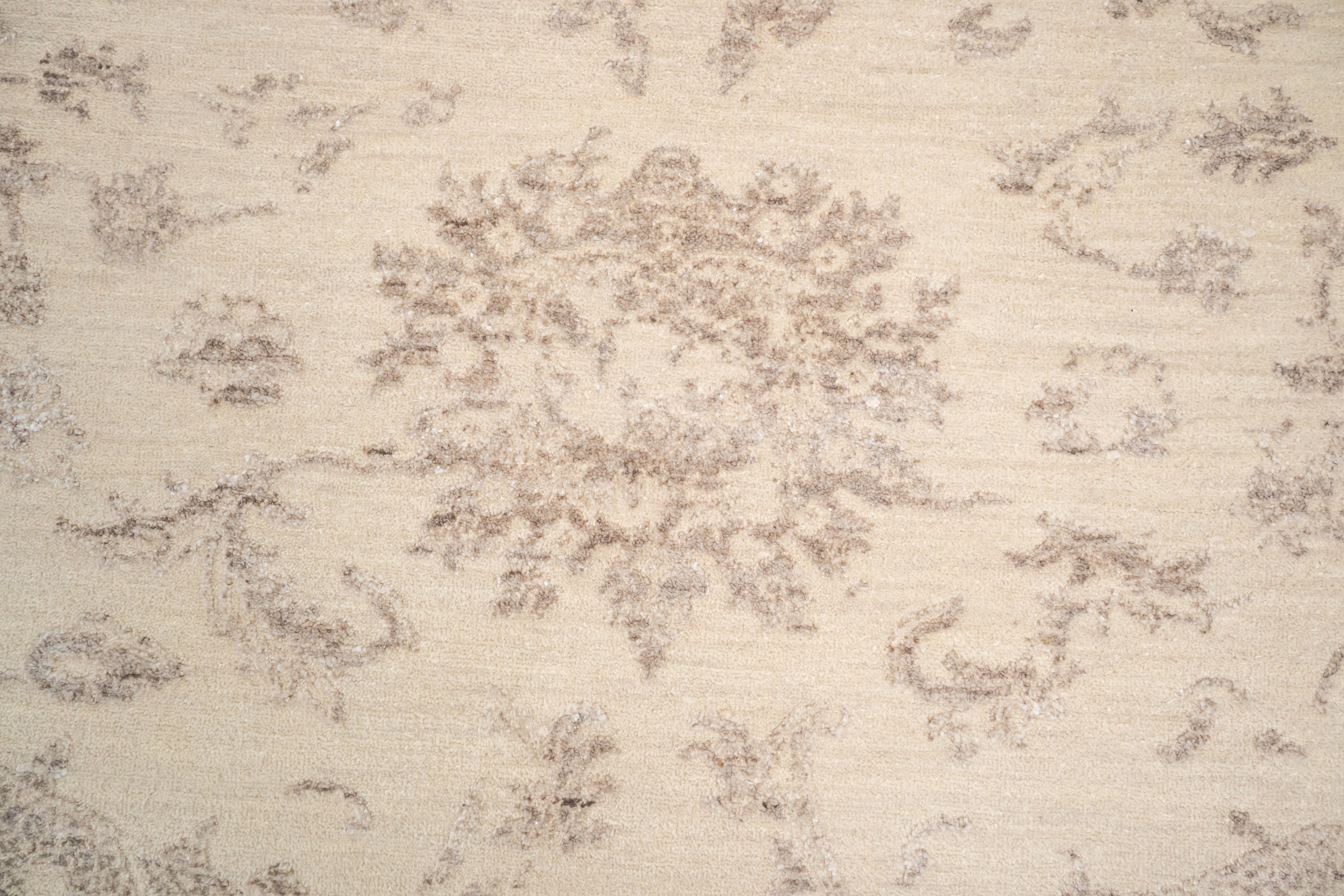 HANDKNOTTED RUG DIA- 938 JK-A, Ivory & Mouse