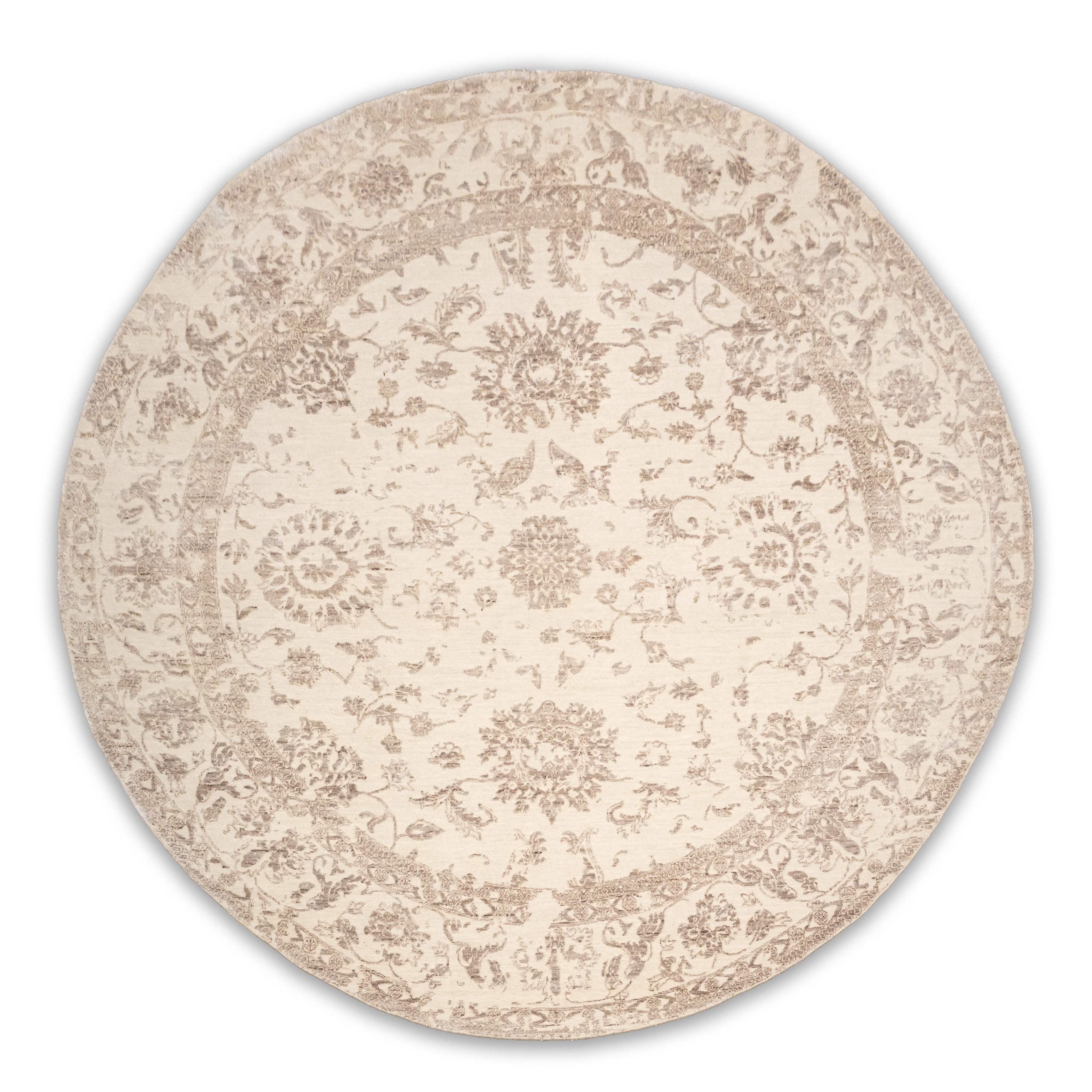 HANDKNOTTED RUG DIA- 938 JK-A, Ivory & Mouse