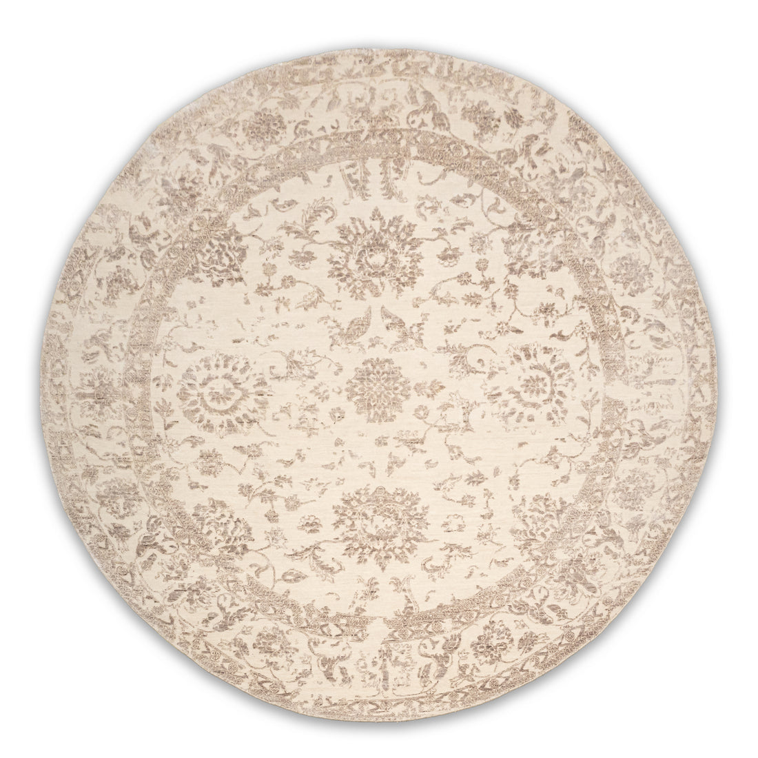 HANDKNOTTED RUG DIA- 938 JK-A, Ivory & Mouse