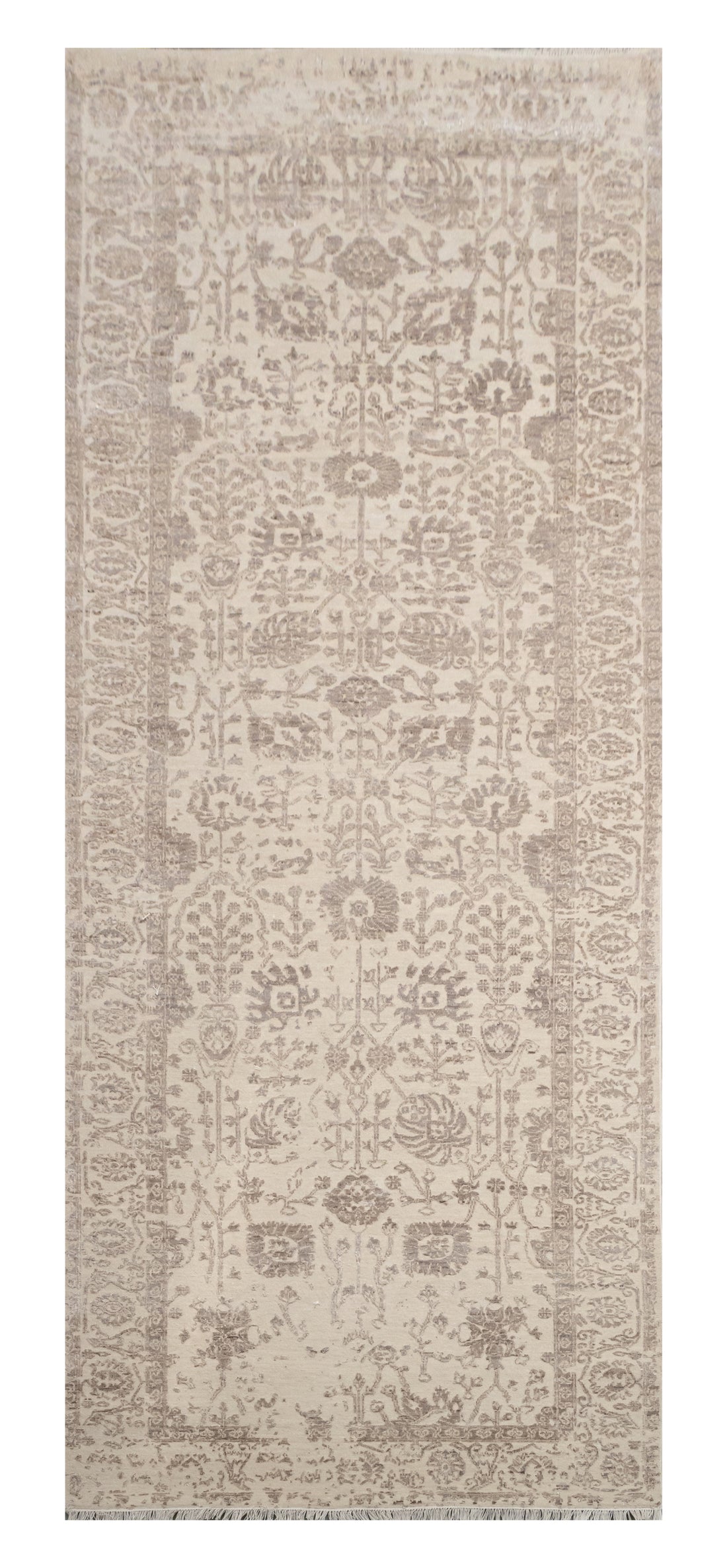 Handknotted Rug  DIA- 945 VASE 3 Ivory & Brown