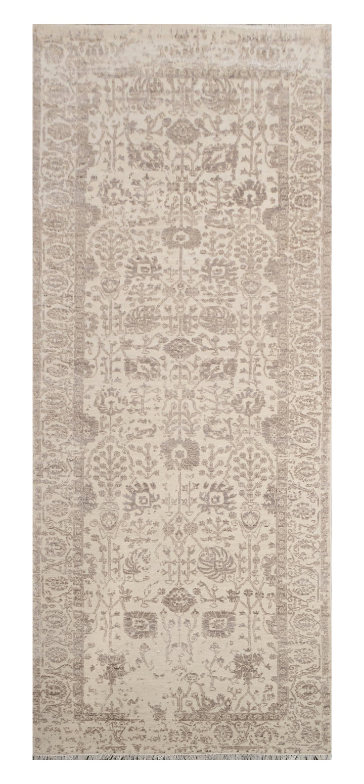 Handknotted Rug  DIA- 945 VASE 3 Ivory & Brown