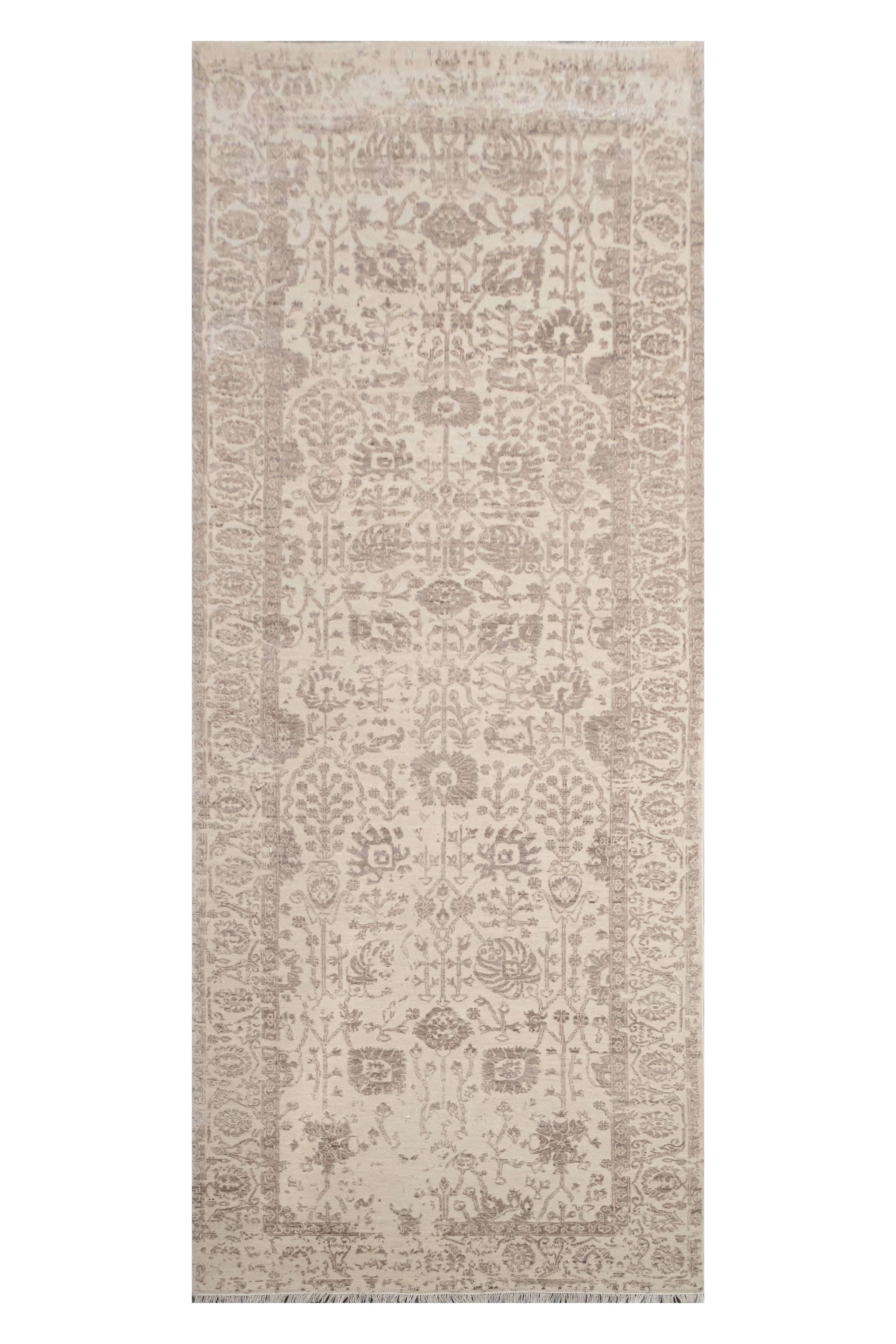 Handknotted Rug  DIA- 945 VASE 3 Ivory & Brown