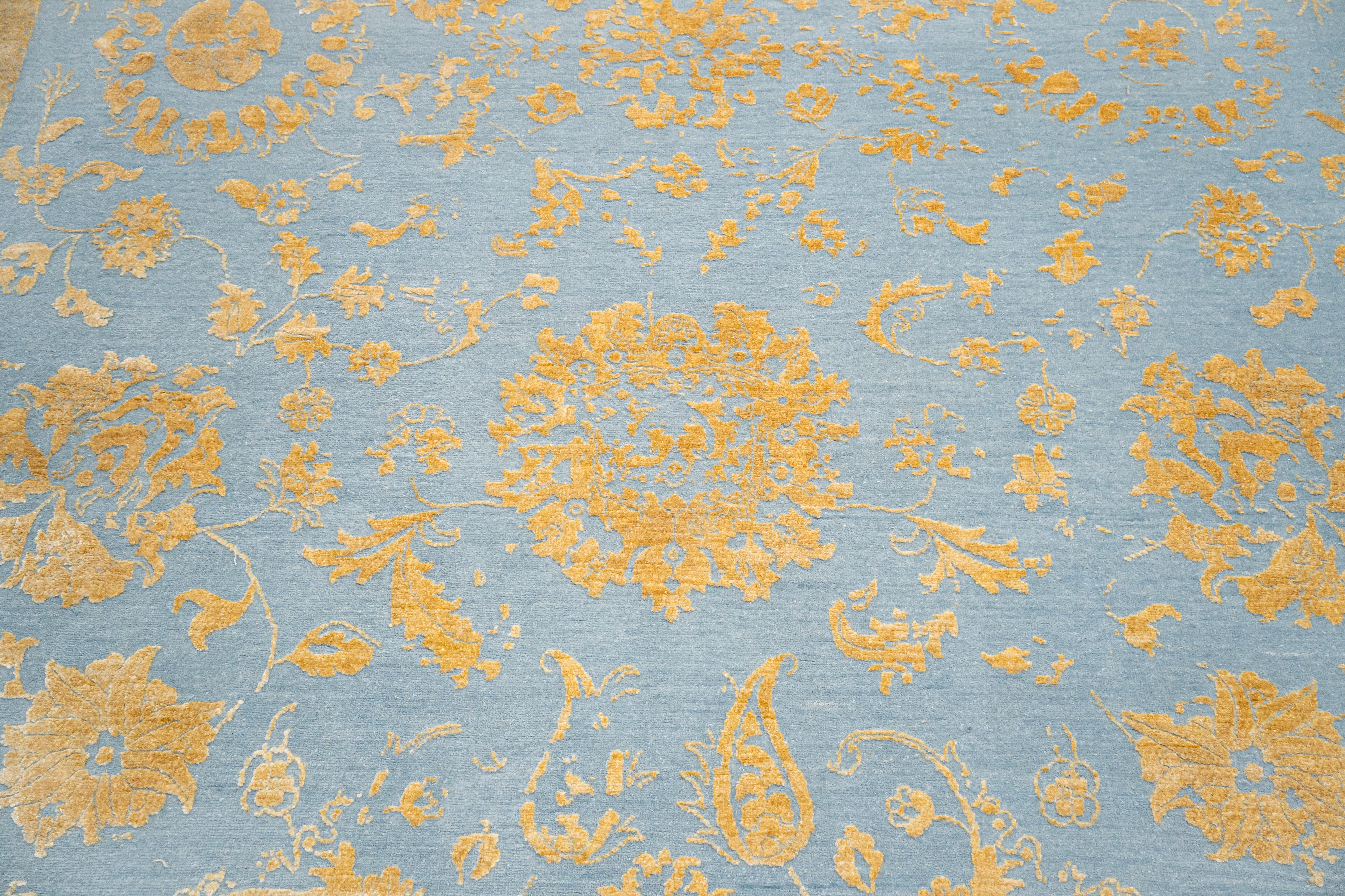 HandKnotted Modern Carpet DIA-96 JK-A Lavender Gray & Topaz