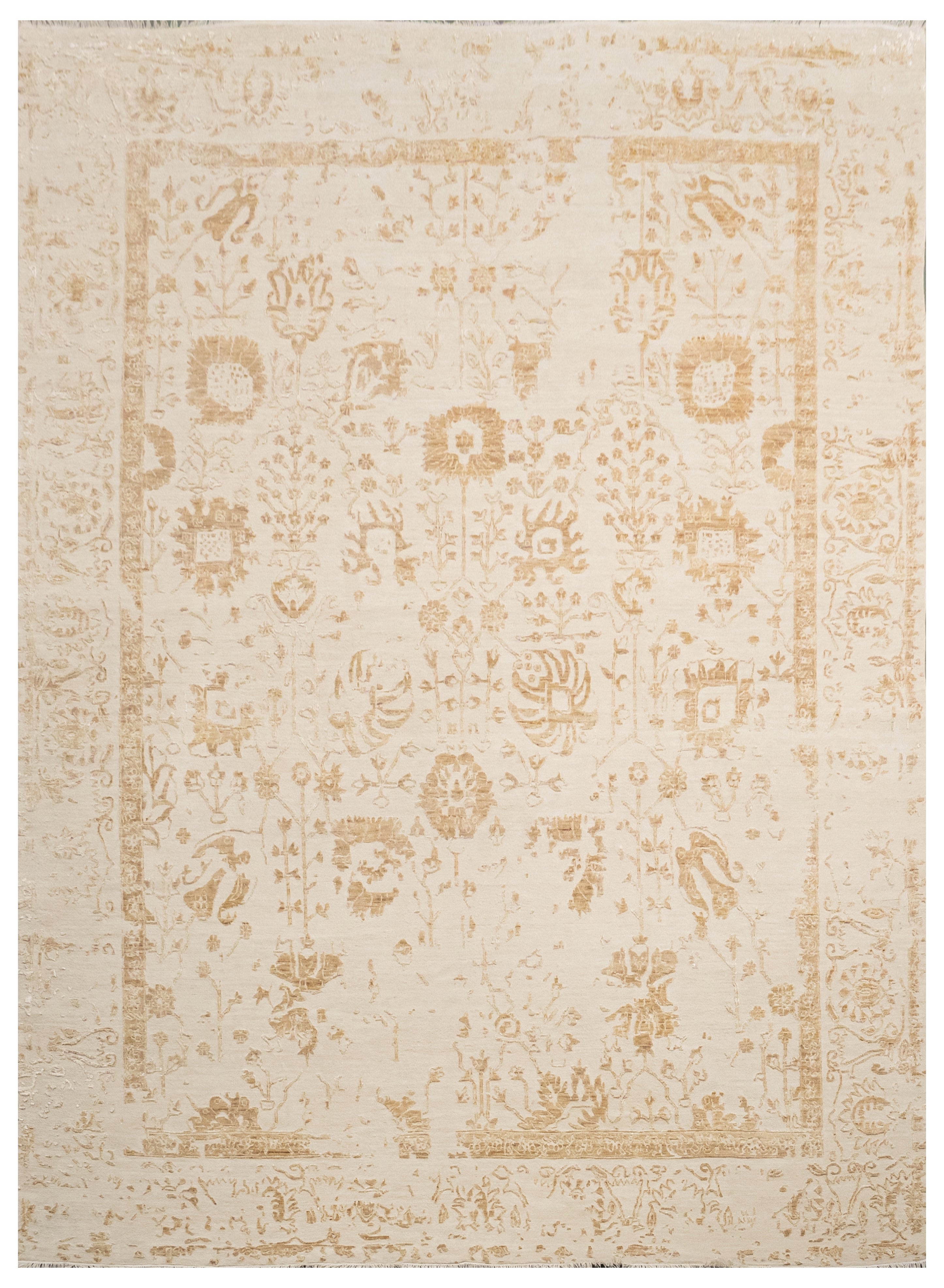 Handknotted Carpet DIA- 974 VASE 3, Pastel Ivory & French Beige