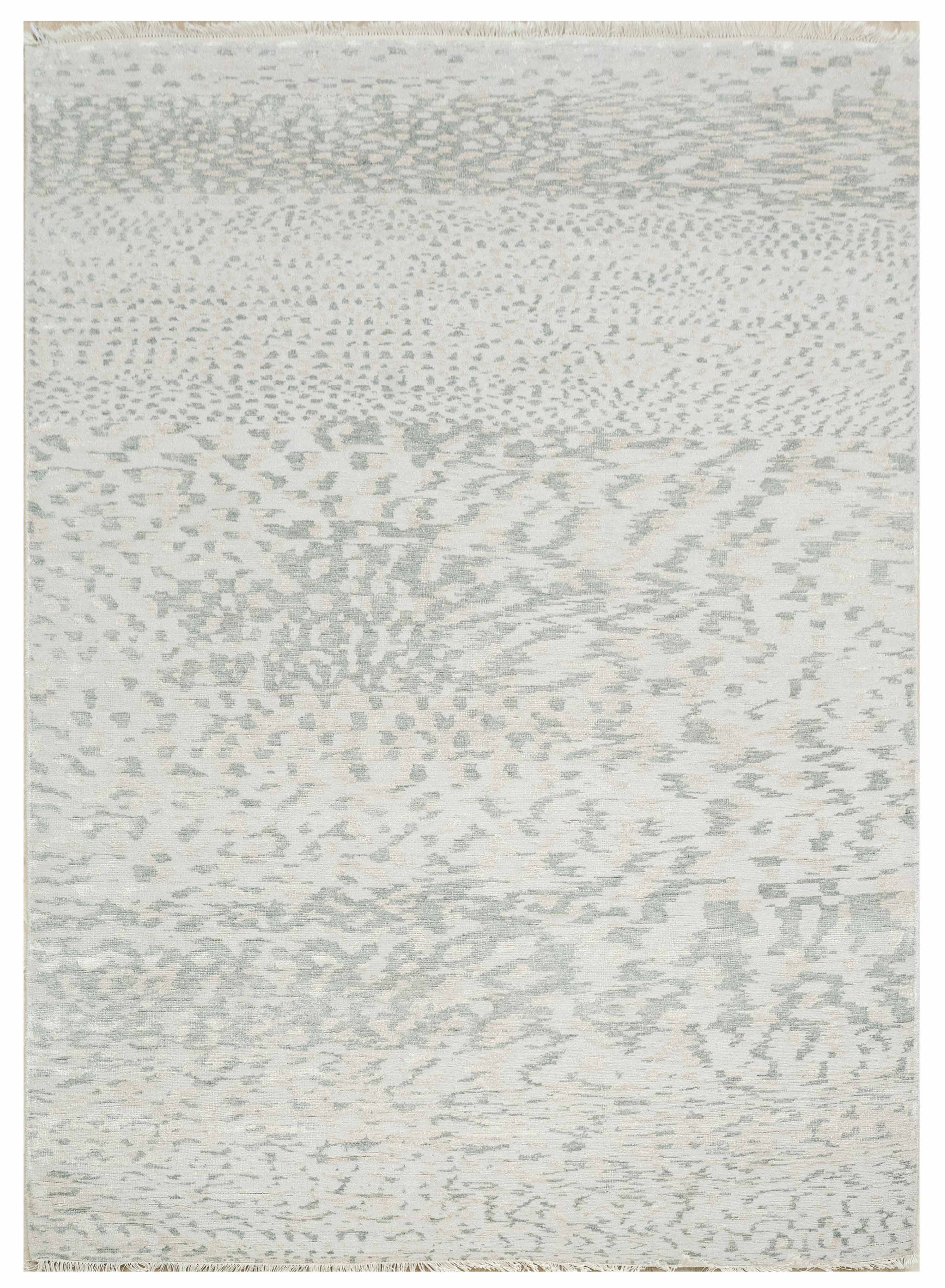 Abstract Design  Handknotted Carpet DIA- 982 GALAXY,  Timberwolf, Silver Foil & American Silver