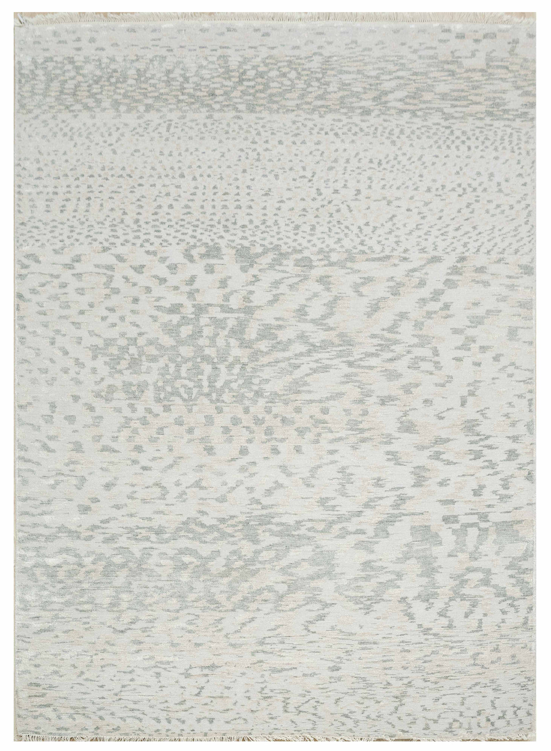 Abstract Design  Handknotted Carpet DIA- 982 GALAXY,  Timberwolf, Silver Foil & American Silver