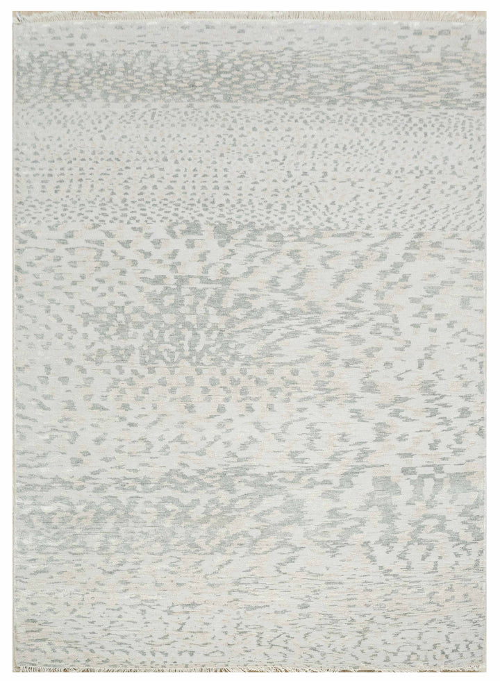 Abstract Design  Handknotted Carpet DIA- 982 GALAXY,  Timberwolf, Silver Foil & American Silver