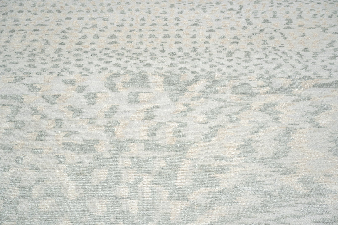 Abstract Design  Handknotted Carpet DIA- 982 GALAXY,  Timberwolf, Silver Foil & American Silver
