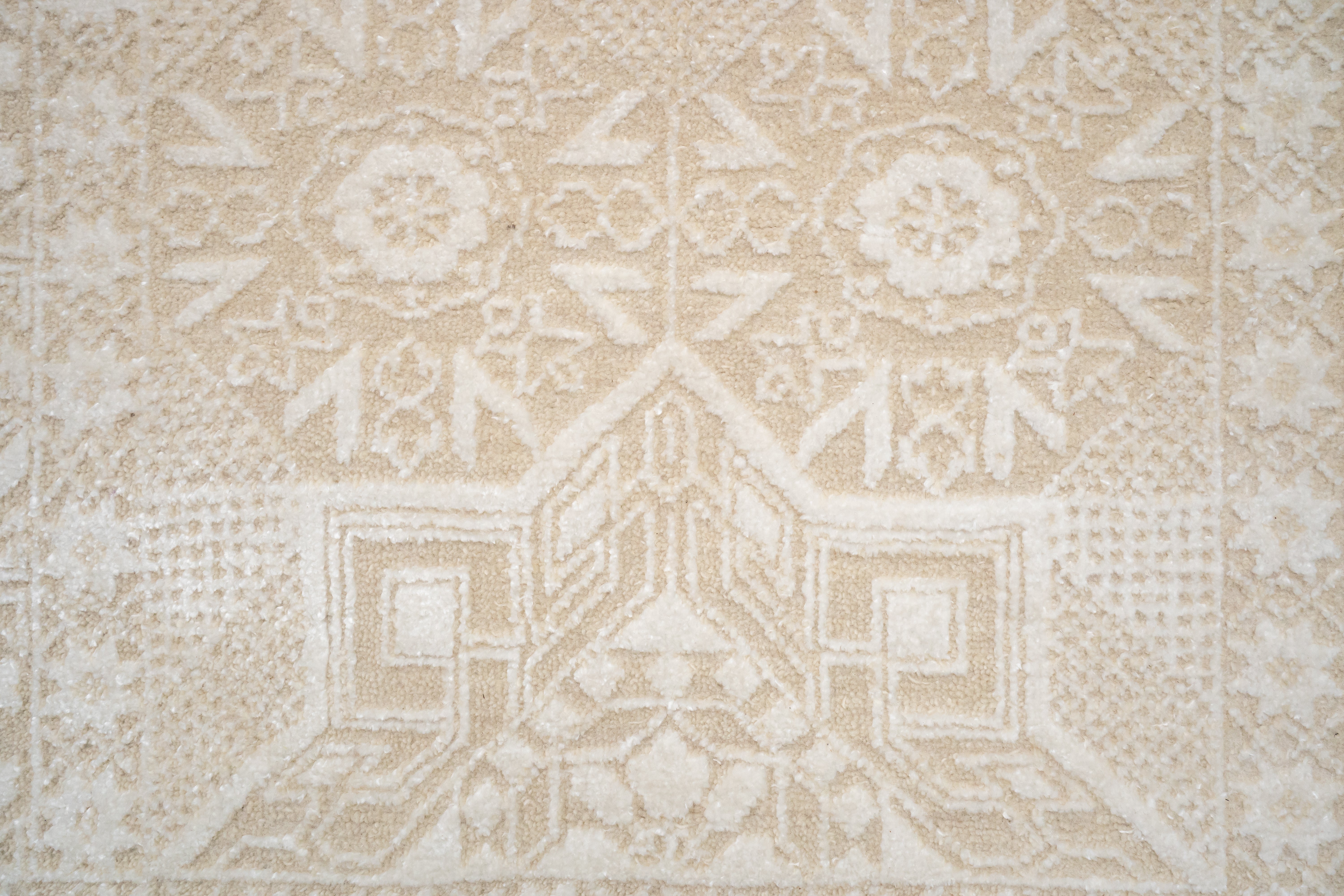 HANDKNOTTED RUG DIA- 987 MAMLUK, Ivory & White