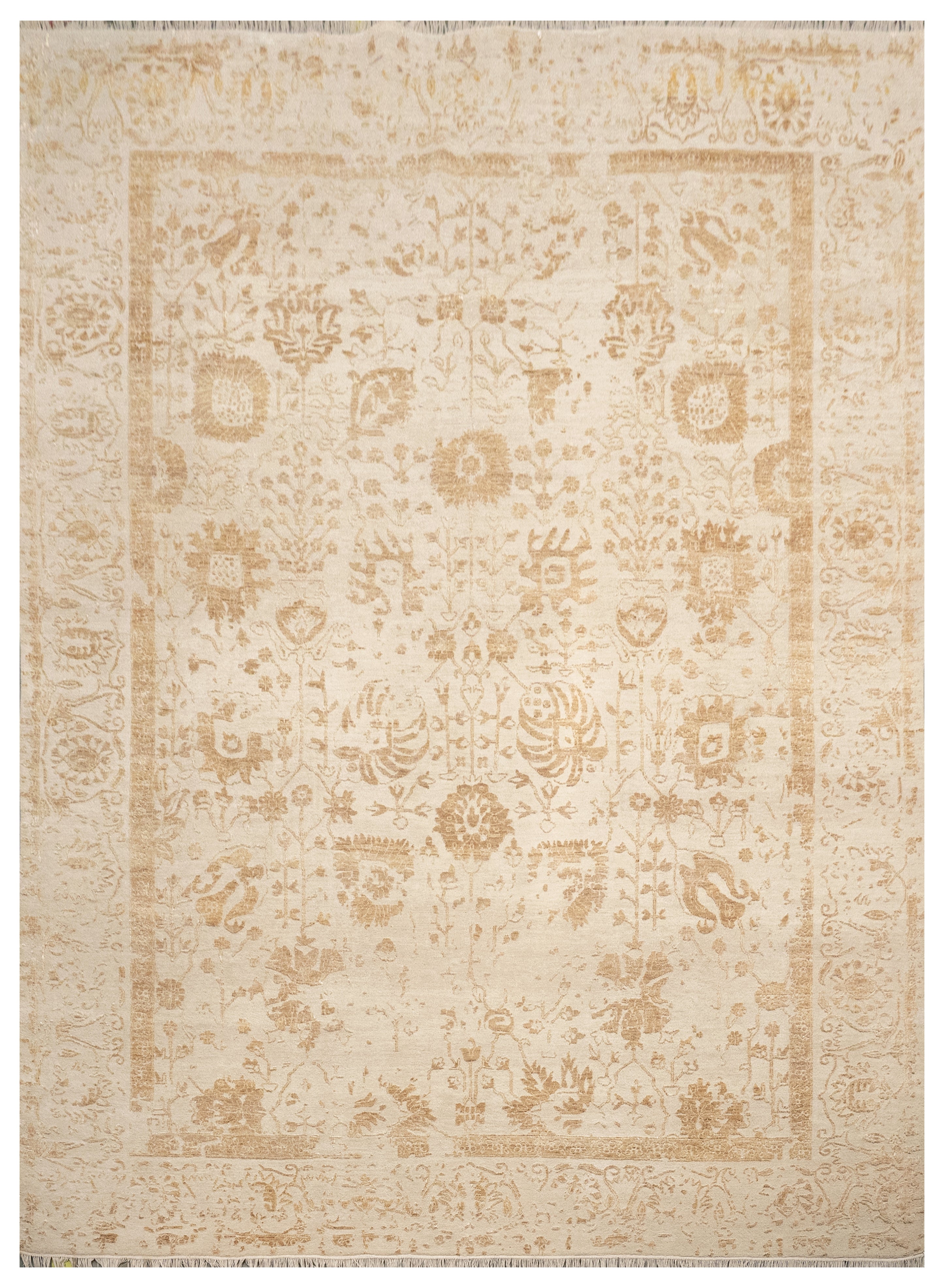 Handknotted Carpet  DIA- 992 VASE 3, Dark Vanilla & French Beige