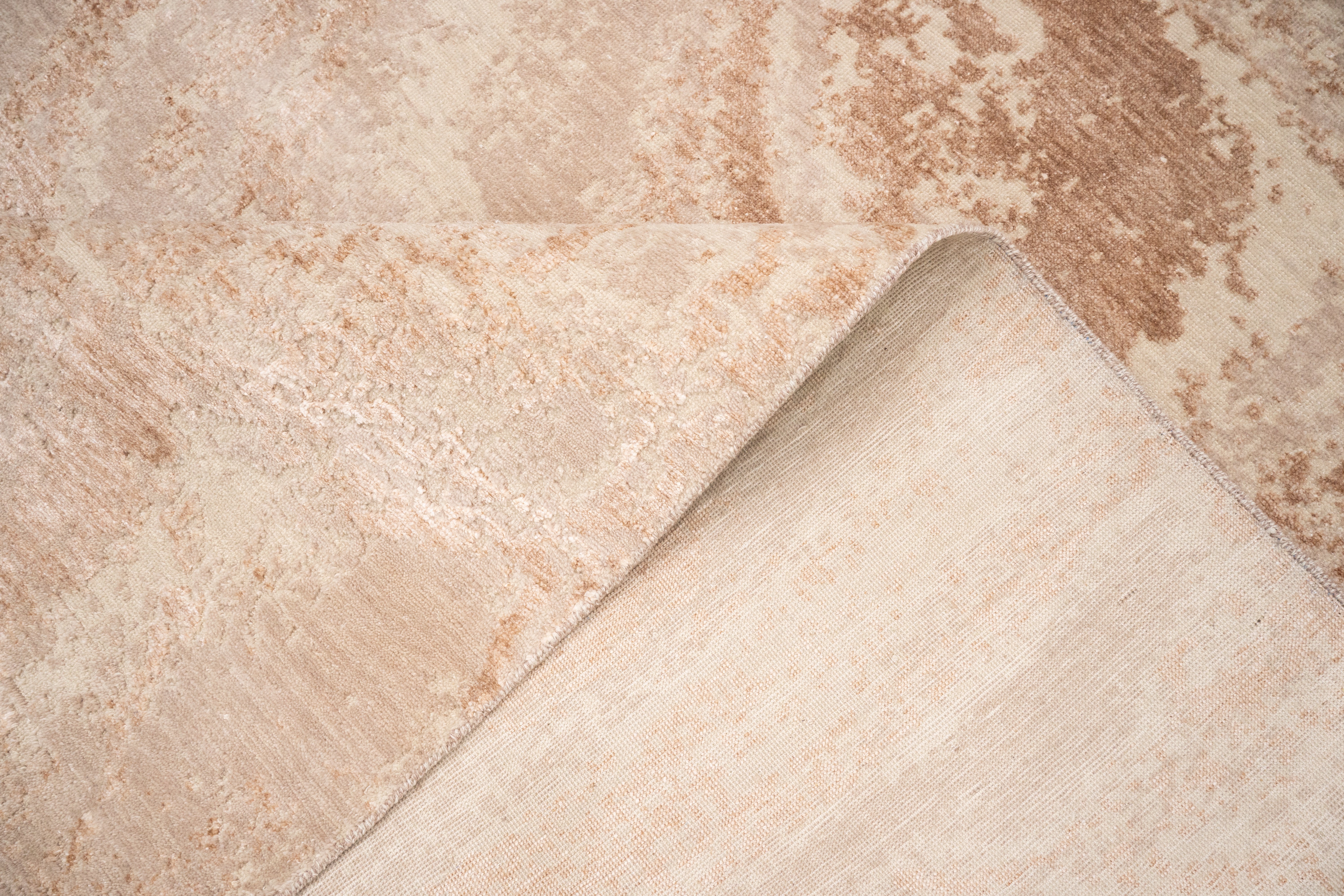 Abstract Design  Handknotted Carpet DIA: 996 GALAXY 22,  Café Au Lait Dust, Storm & Silver Pink