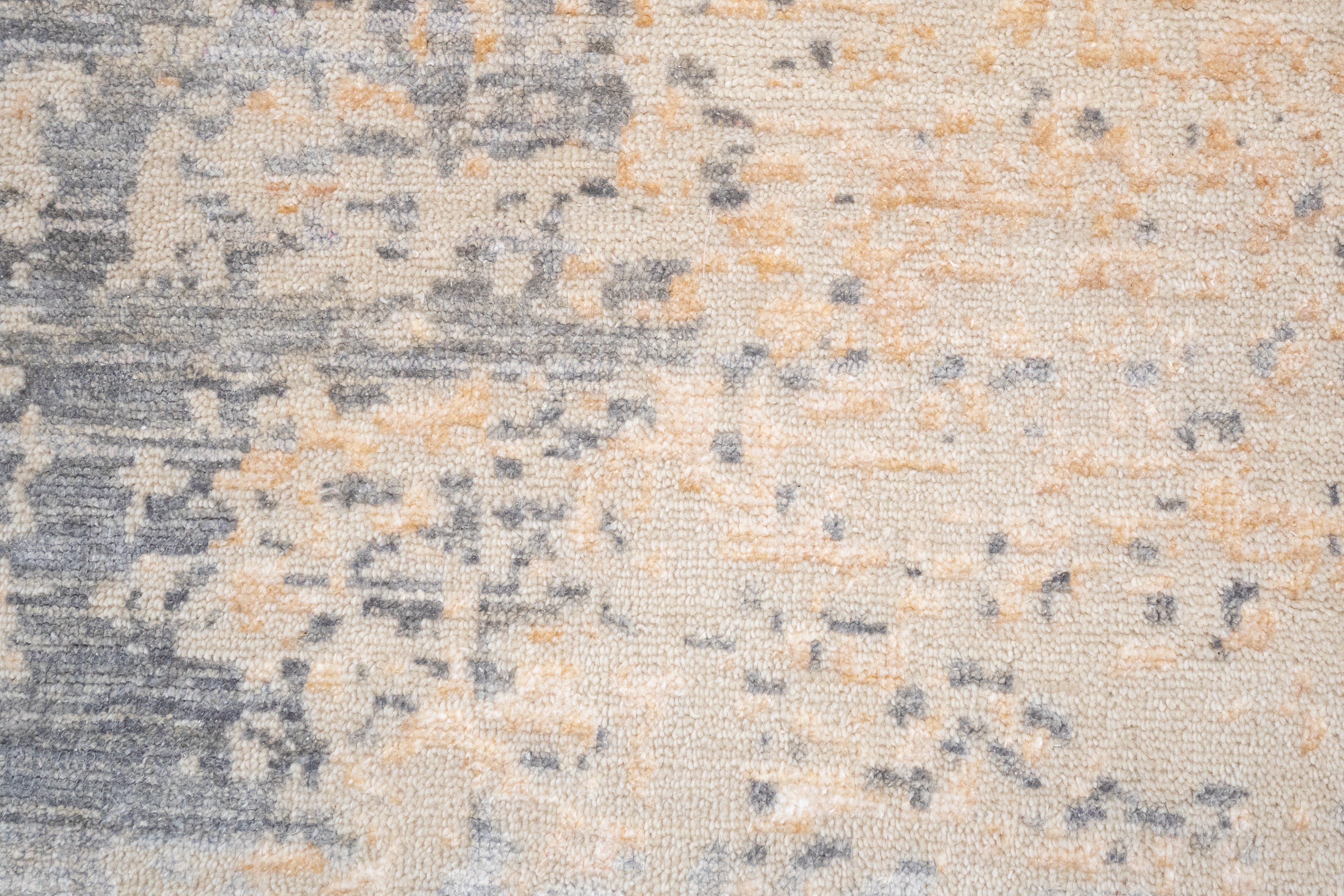 Abstract Design  Handknotted Carpet DIA- 482 GALAXY-AJ,  Pale Silver, Spanish & Gray Khaki
