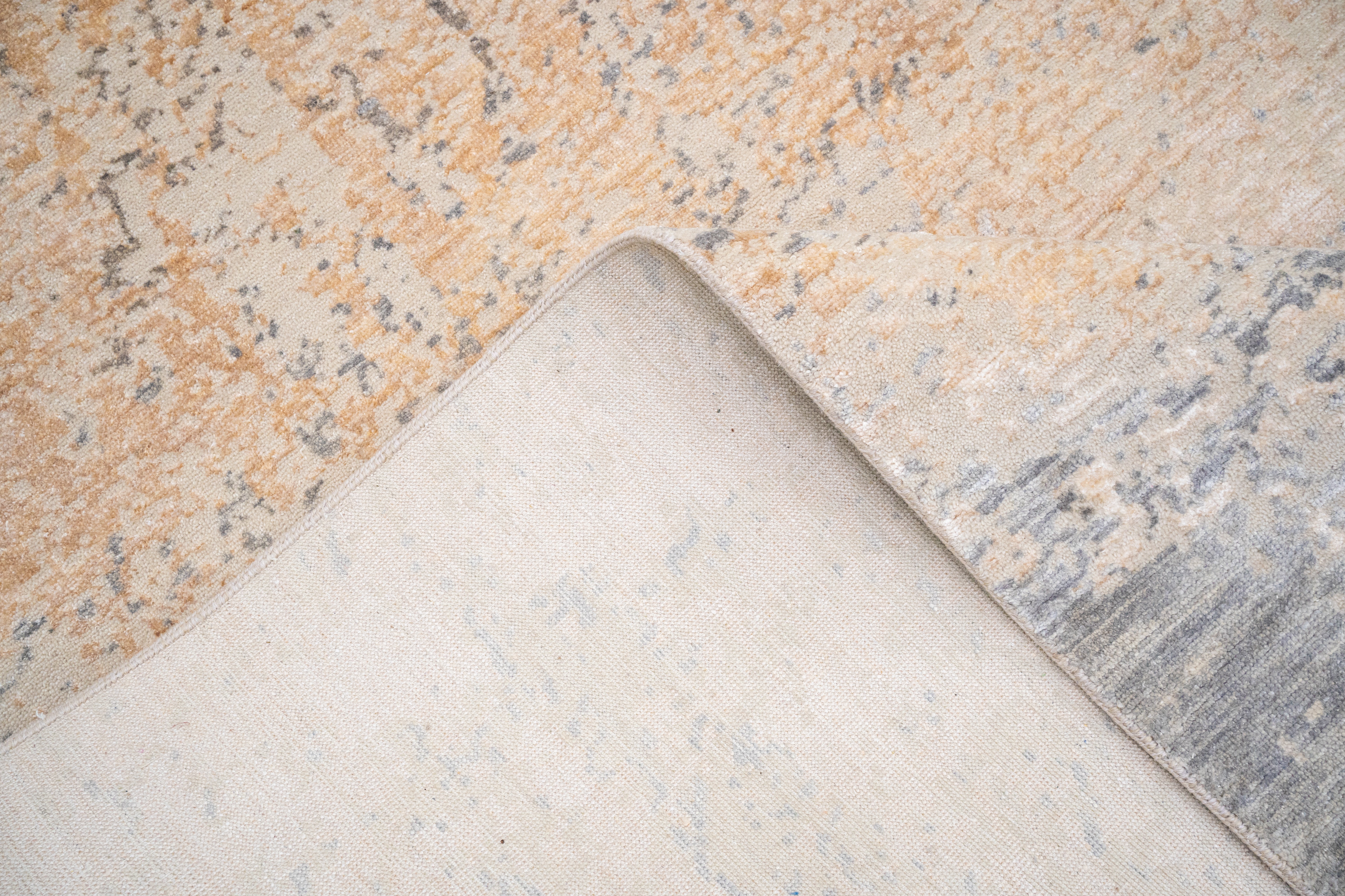 Abstract Design  Handknotted Carpet DIA- 482 GALAXY-AJ,  Pale Silver, Spanish & Gray Khaki