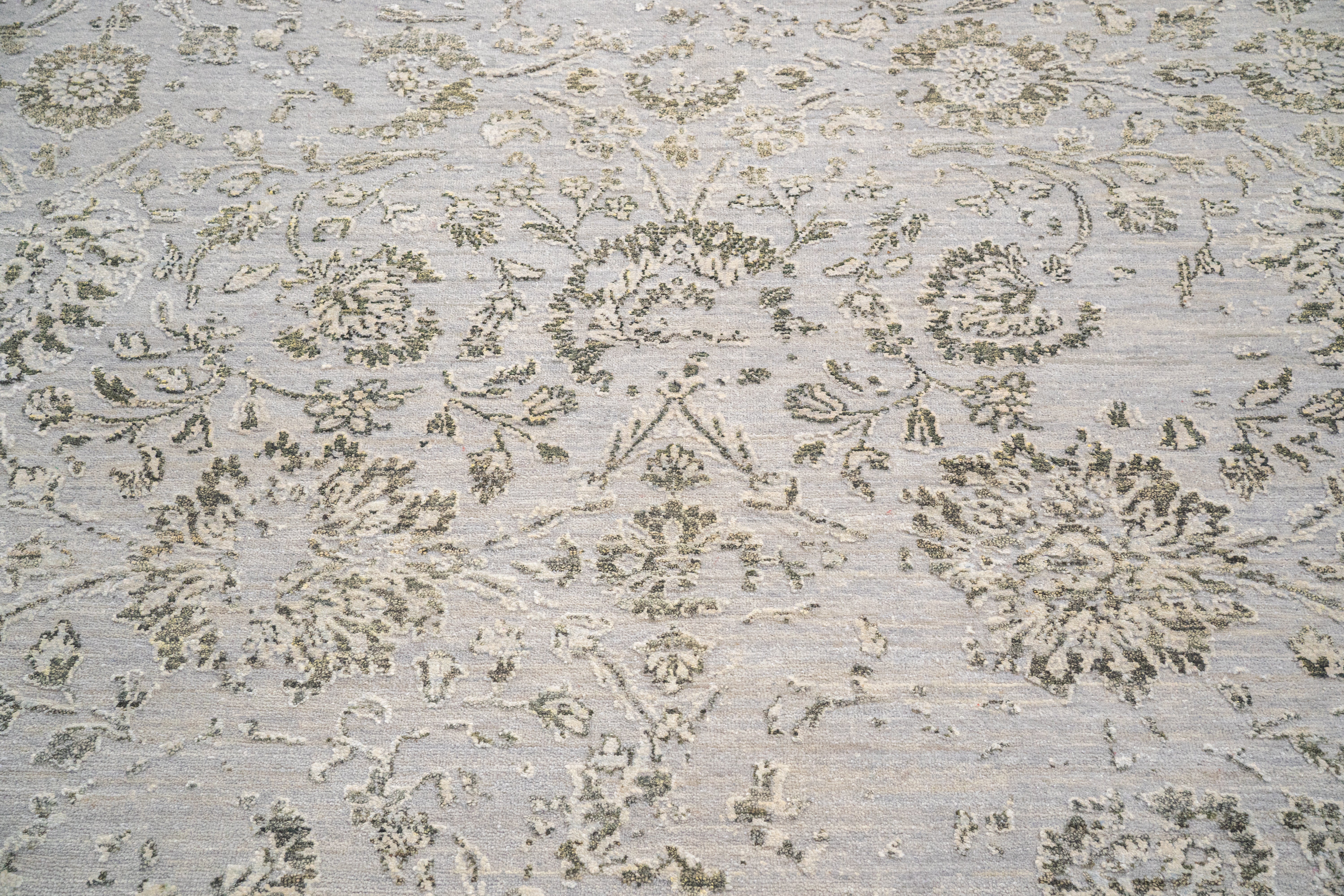 Modern Erased Handknotted Carpet DIA - 0015 M29 Chinese Silver, Shadow & Bone
