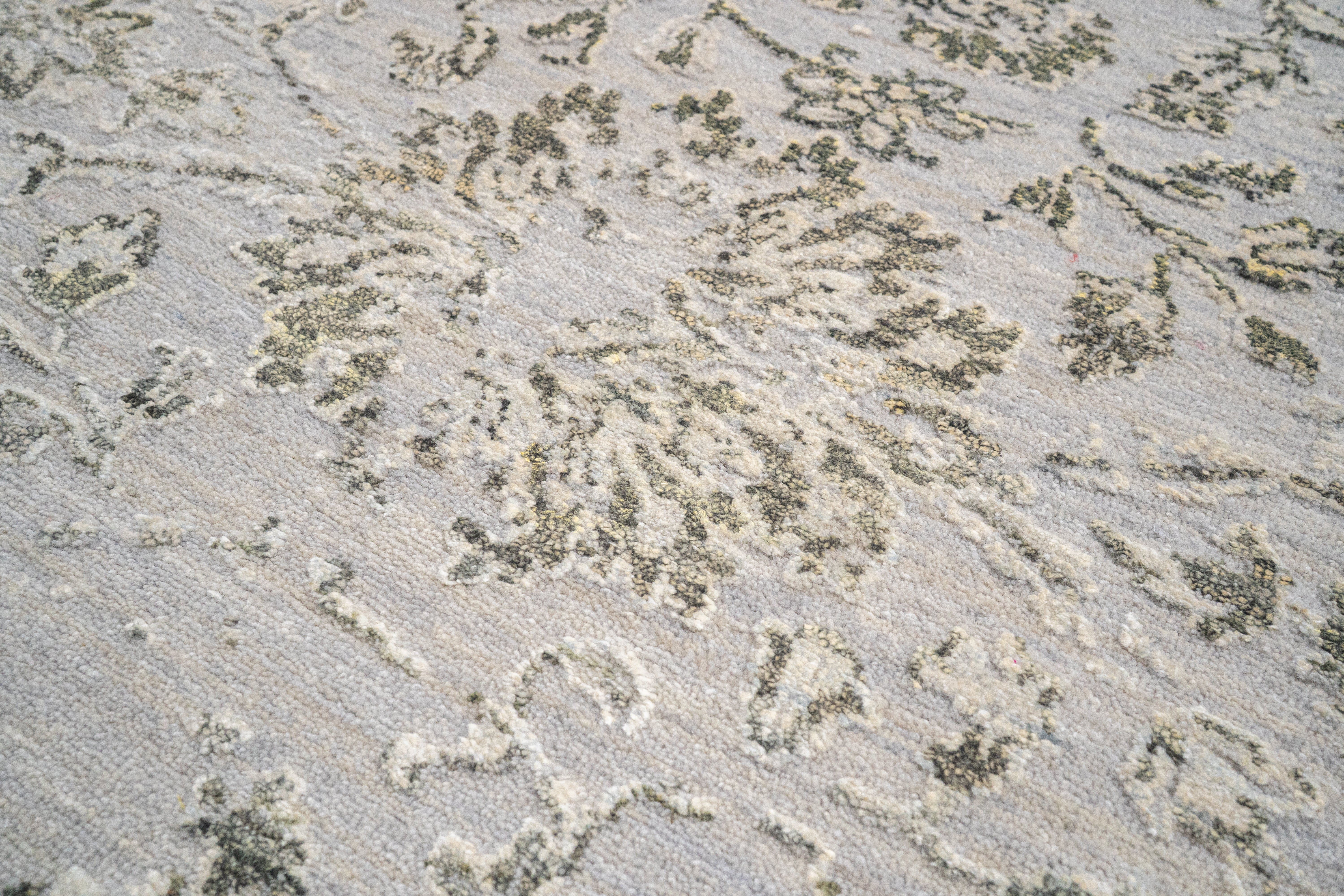 Modern Erased Handknotted Carpet DIA - 0015 M29 Chinese Silver, Shadow & Bone